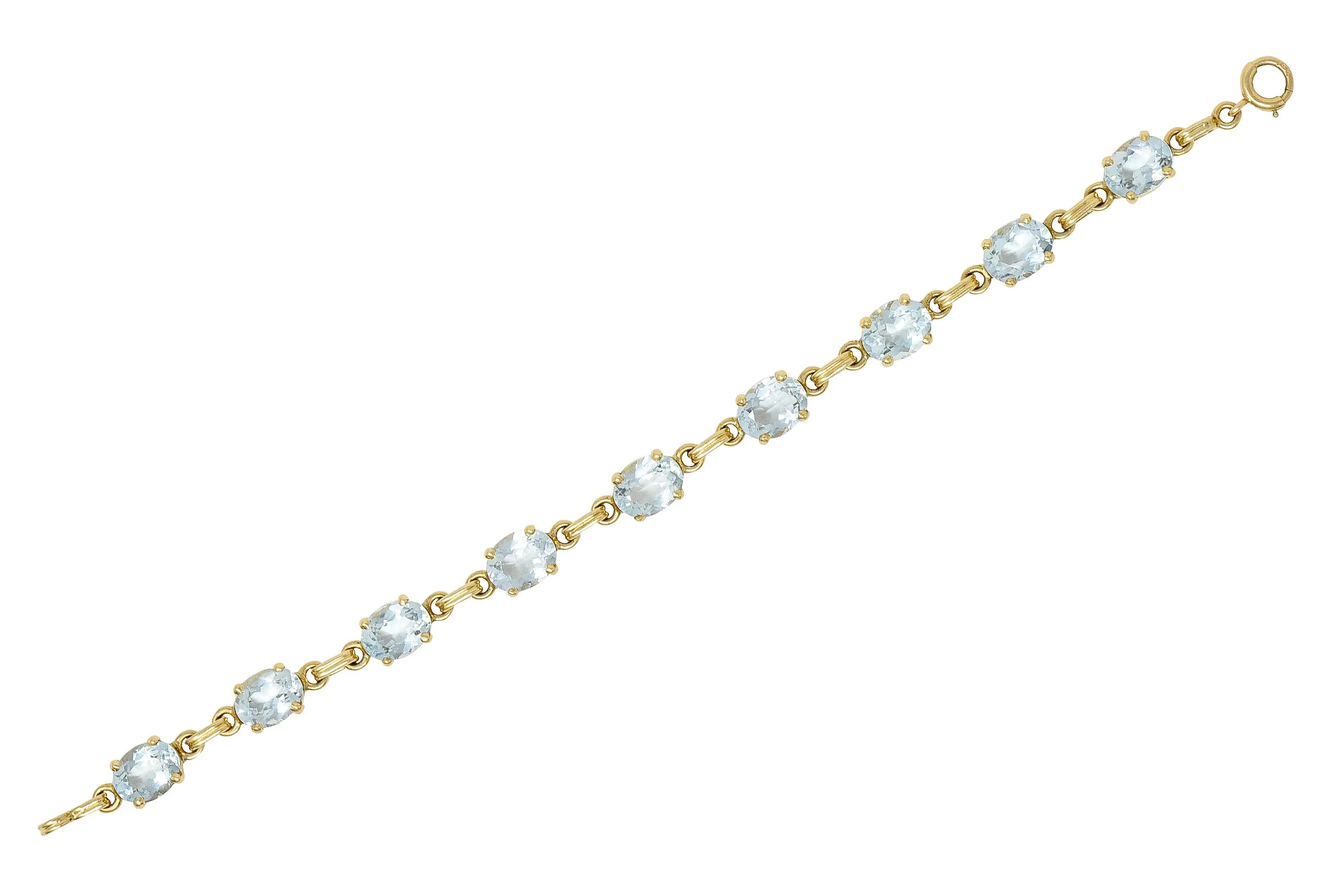 Retro 15.75 CTW Aquamarine 14 Karat Gold Link Bracelet