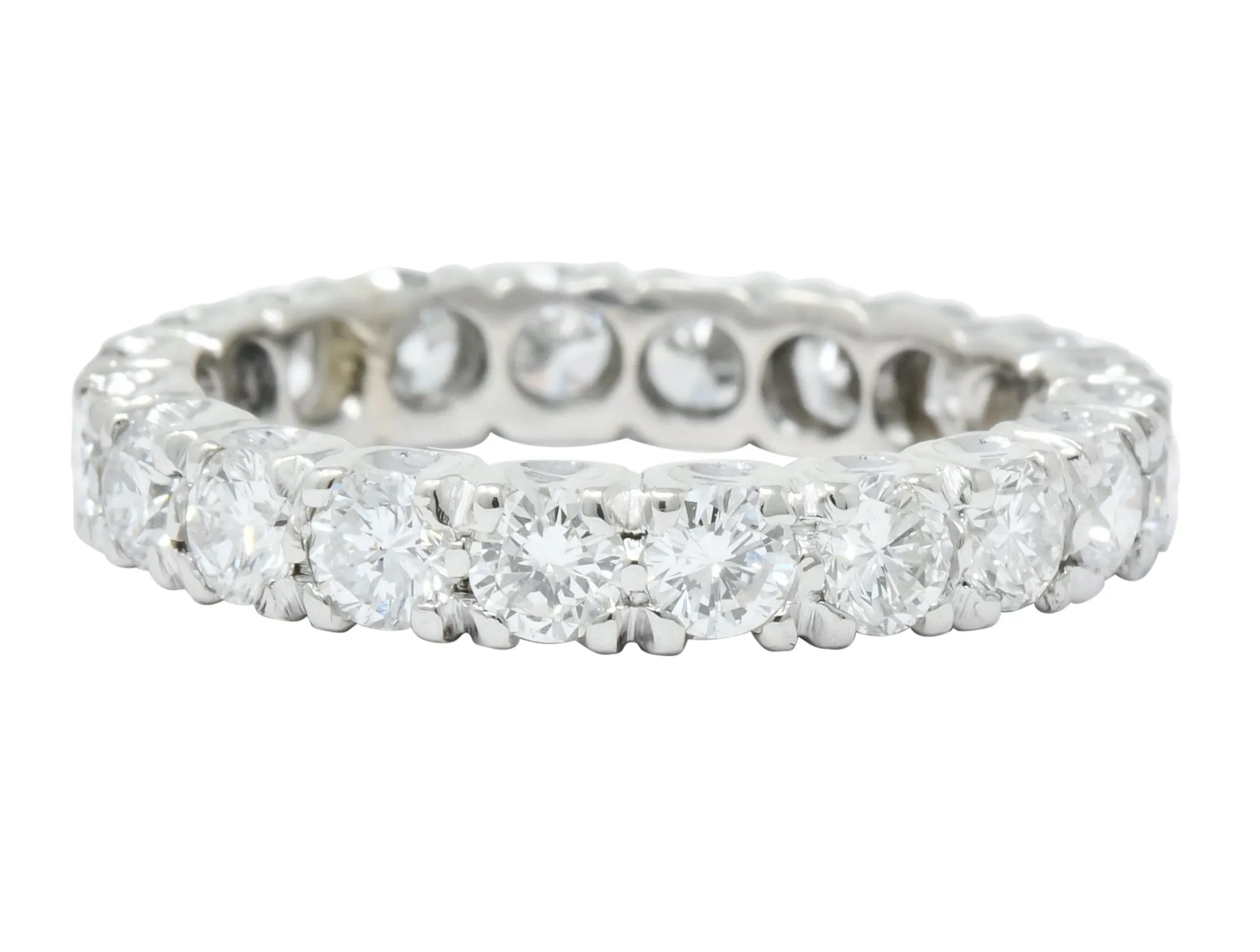 Retro 1.70 CTW Diamond Platinum Eternity Band Ring Circa 1950's