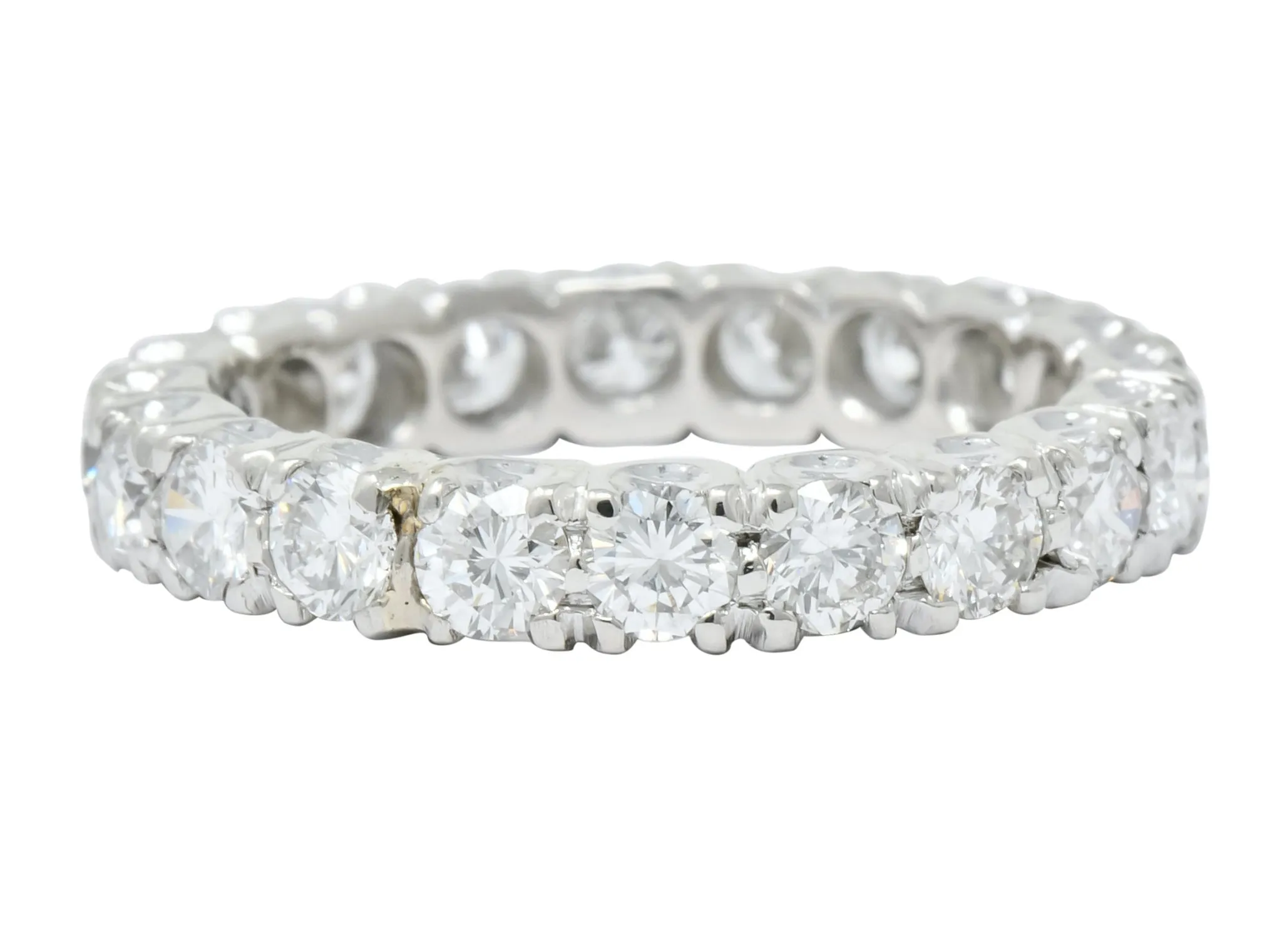 Retro 1.70 CTW Diamond Platinum Eternity Band Ring Circa 1950's