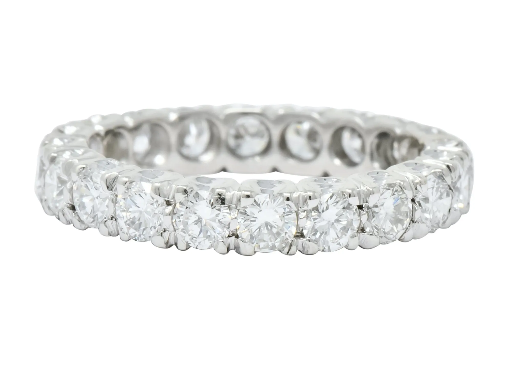 Retro 1.70 CTW Diamond Platinum Eternity Band Ring Circa 1950's