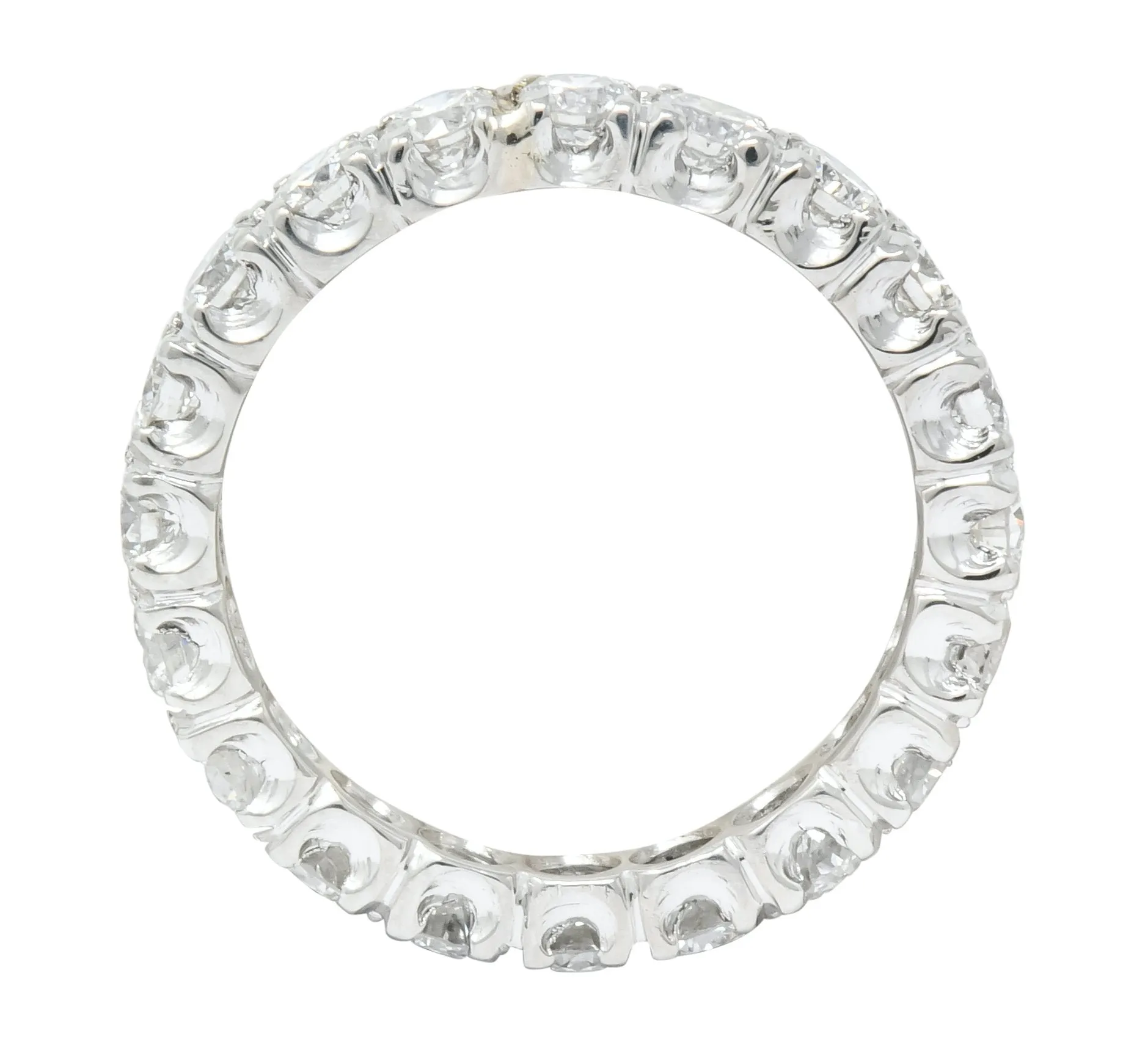 Retro 1.70 CTW Diamond Platinum Eternity Band Ring Circa 1950's