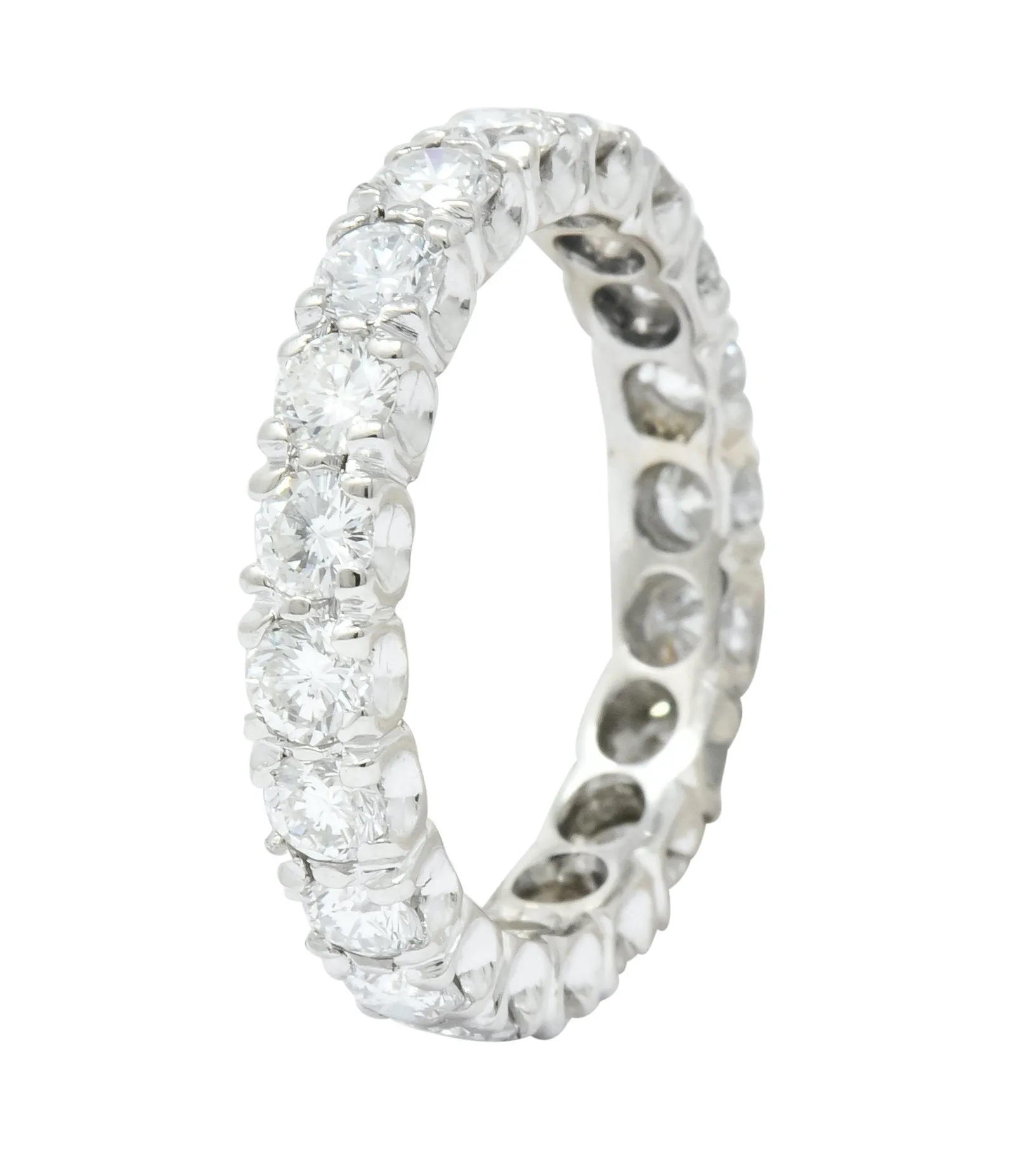 Retro 1.70 CTW Diamond Platinum Eternity Band Ring Circa 1950's