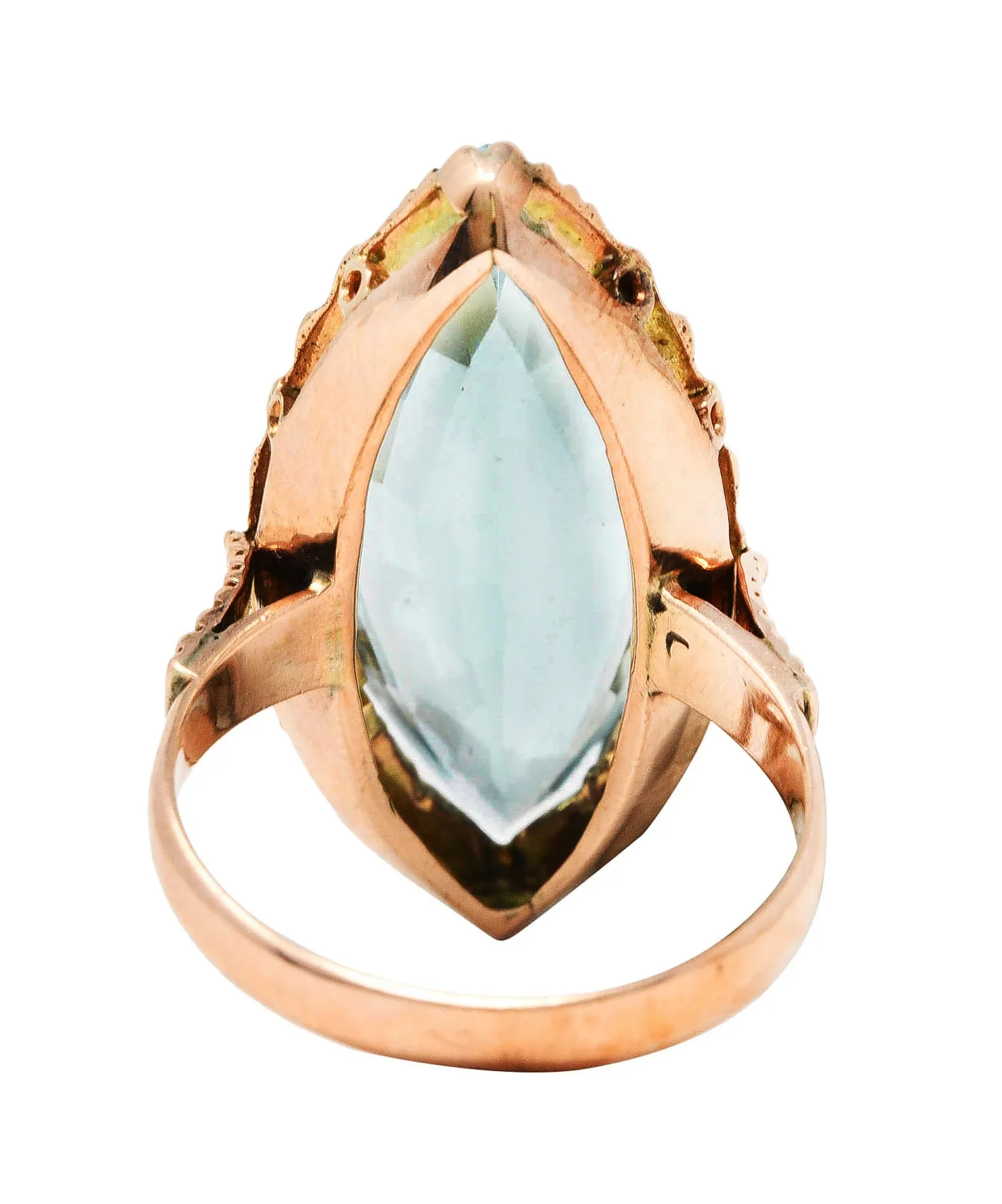 Retro 8.85 CTW Aquamarine 14 Karat Rose Gold Navette Ring