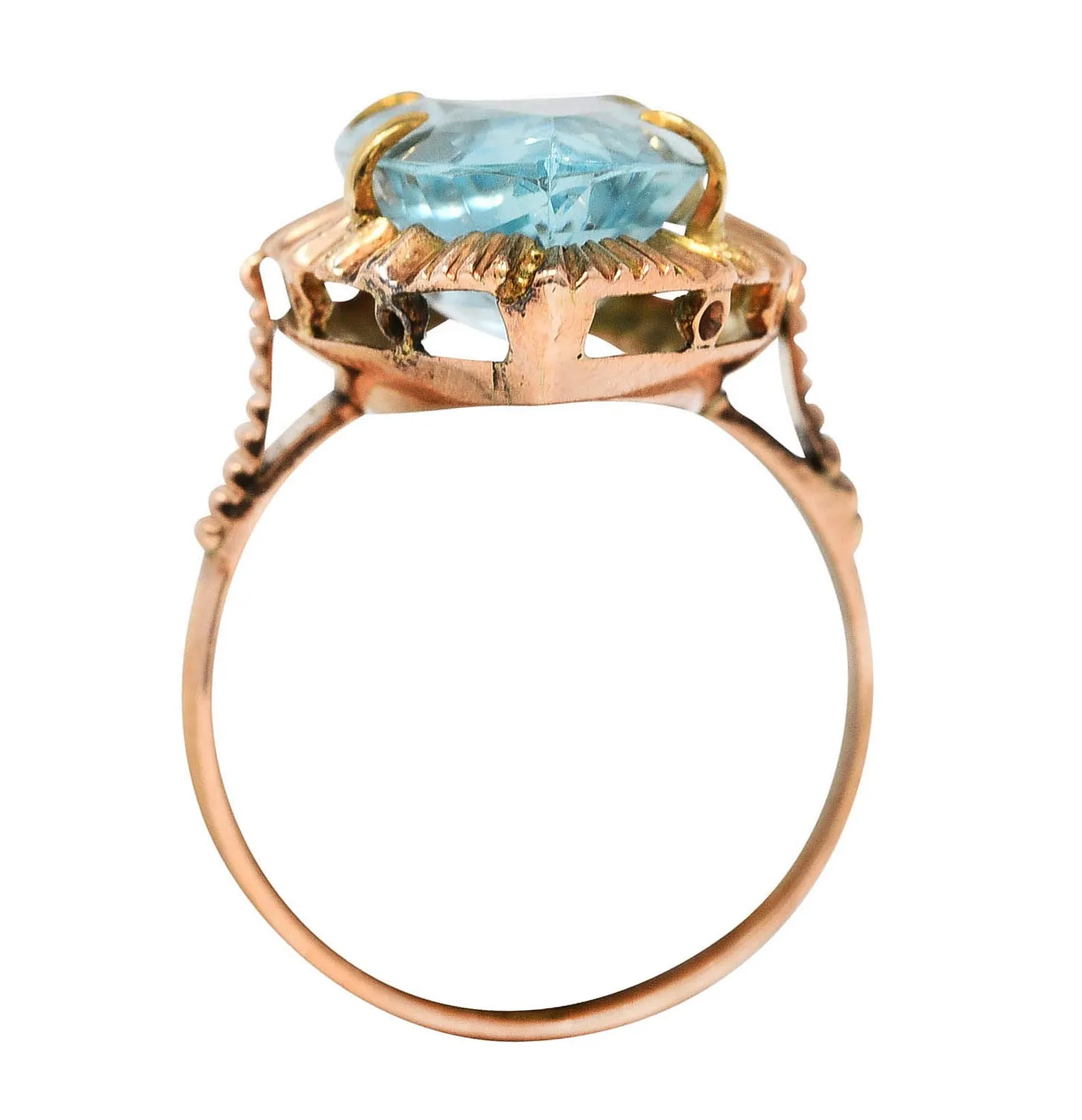 Retro 8.85 CTW Aquamarine 14 Karat Rose Gold Navette Ring