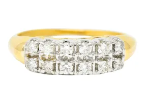 Retro Diamond 14 Karat Two-Tone Double Row Vintage Band Ring