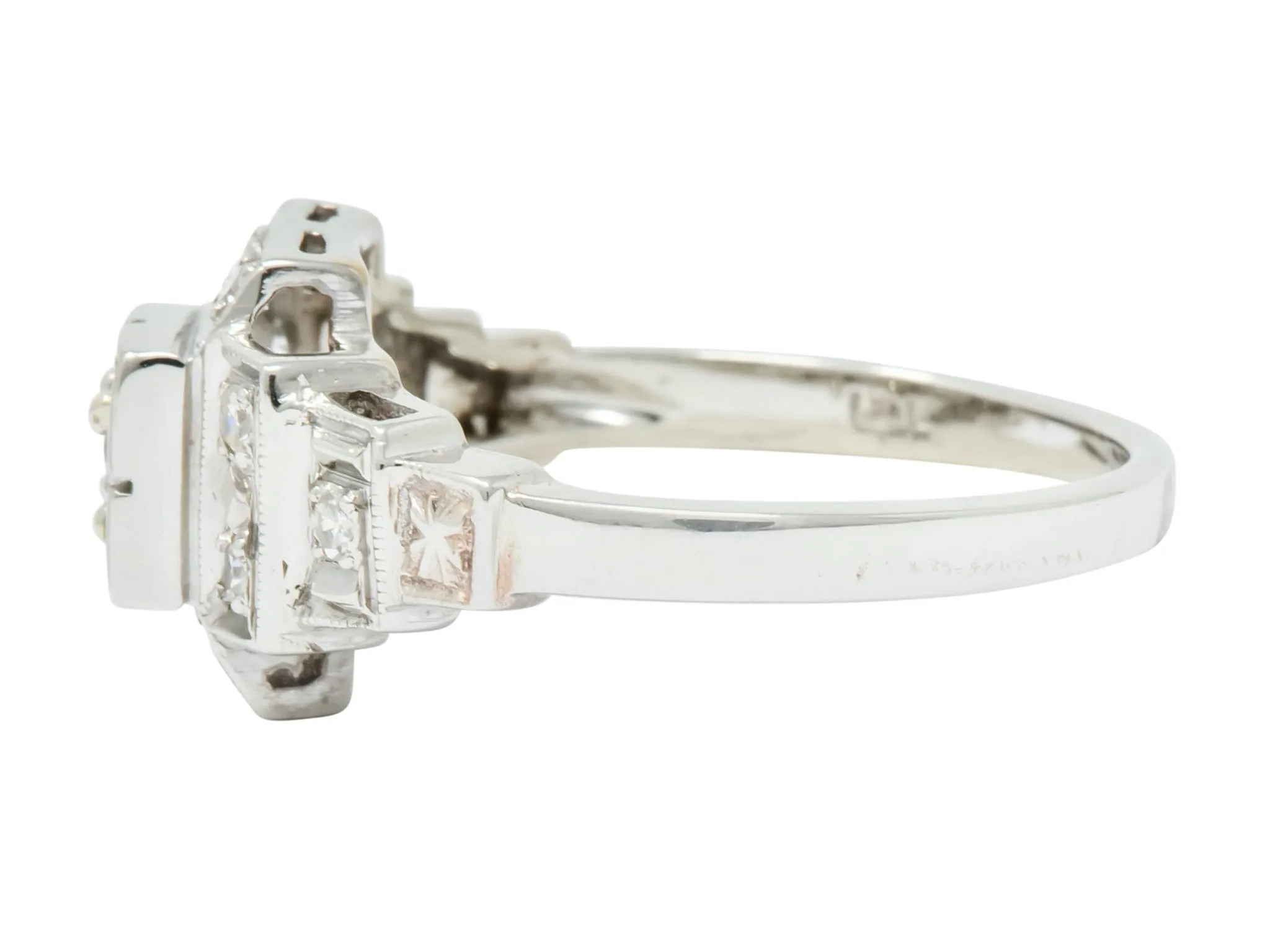 Retro Diamond 14 Karat White Gold Engagement Ring Circa 1940's