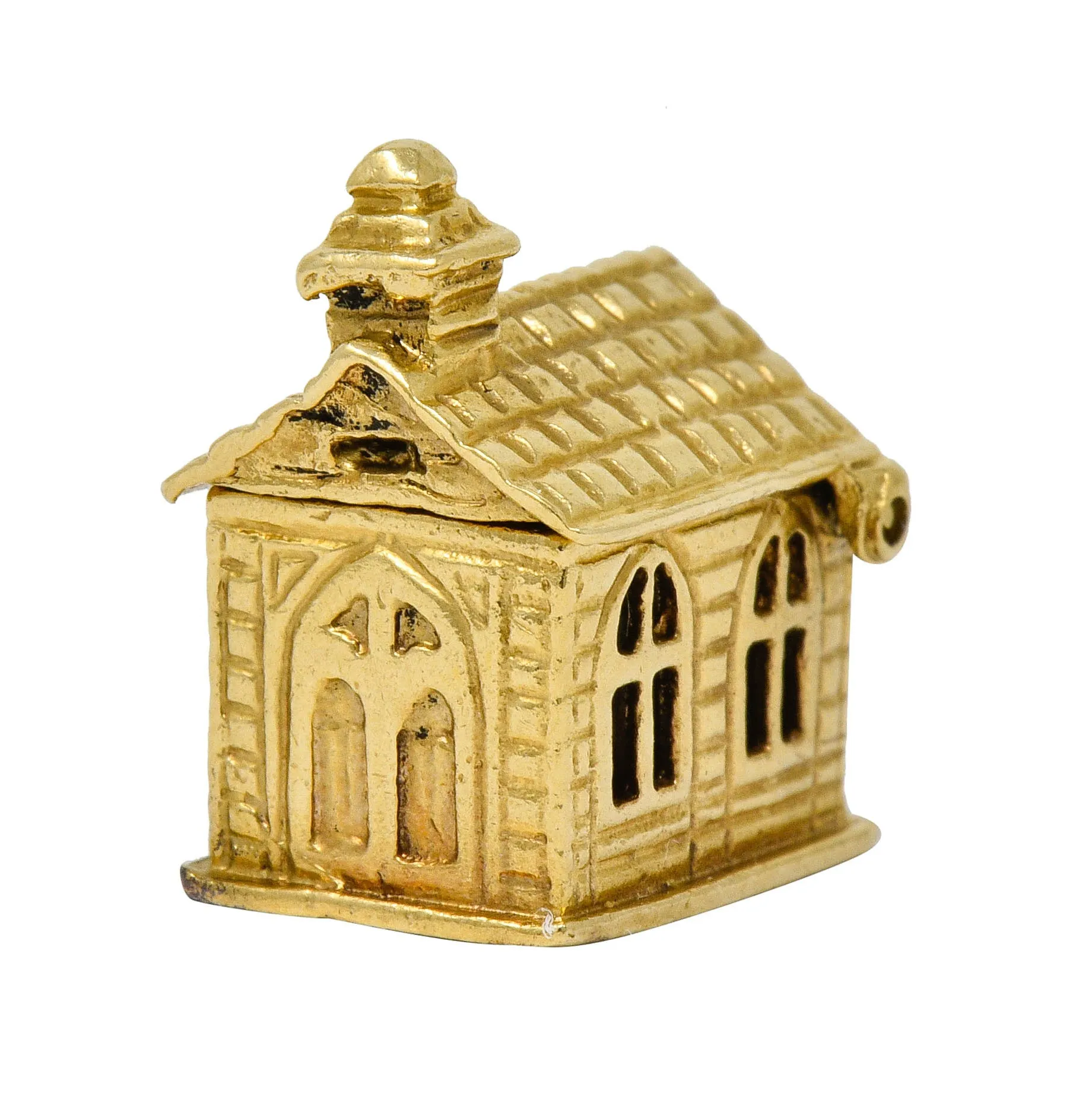 Retro Enamel 14 Karat Gold Chapel Charm