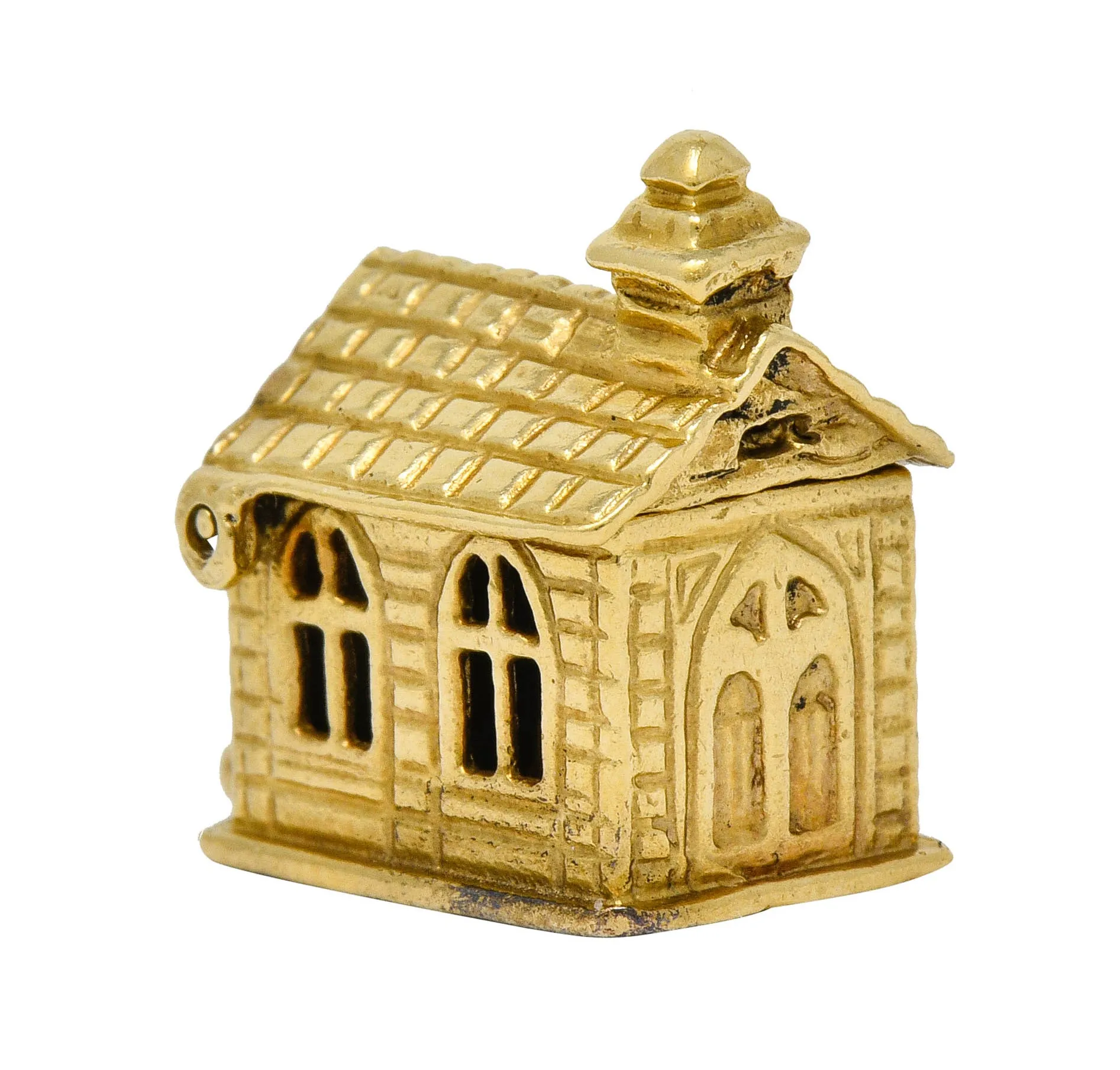 Retro Enamel 14 Karat Gold Chapel Charm