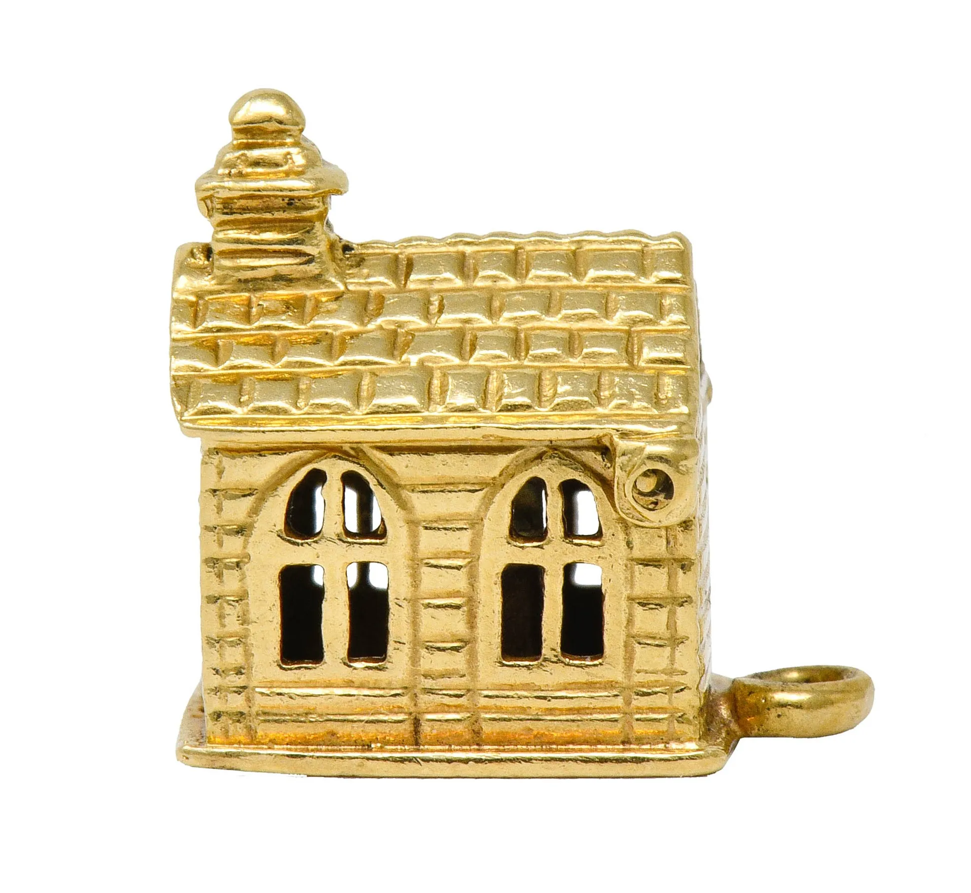 Retro Enamel 14 Karat Gold Chapel Charm