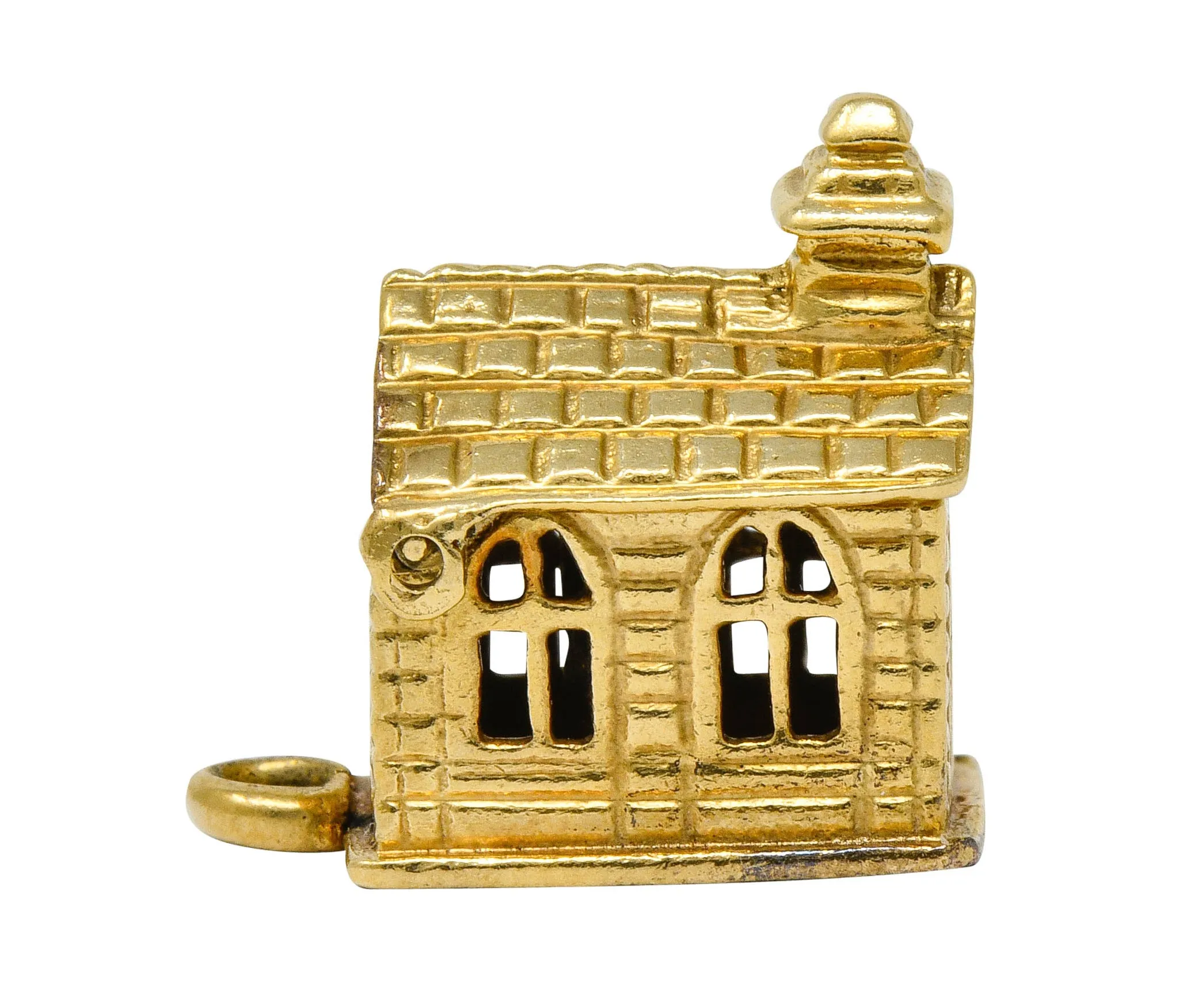 Retro Enamel 14 Karat Gold Chapel Charm