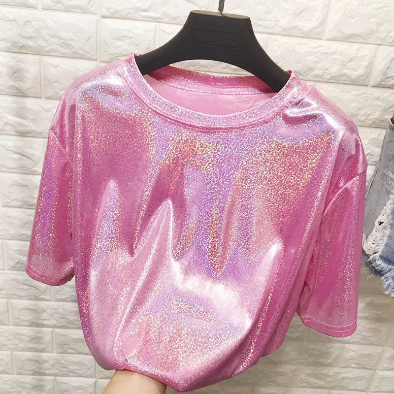 Retro Pink Glitter Top