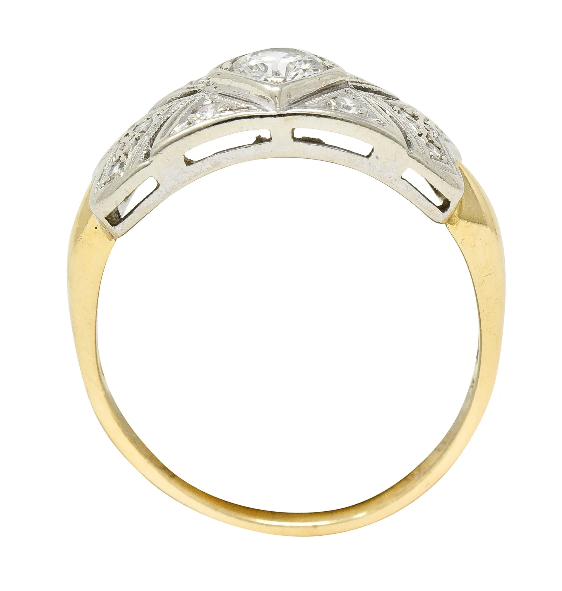 Retro Ringcraft 0.55 CTW Diamond 14 Karat Two-Tone Gold Unisex Band Ring