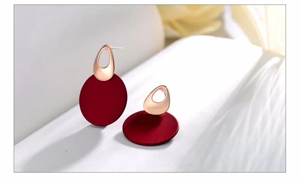 Rose Gold Fashion Jewelry Blue & Red Long Dangle Earrings for Woman