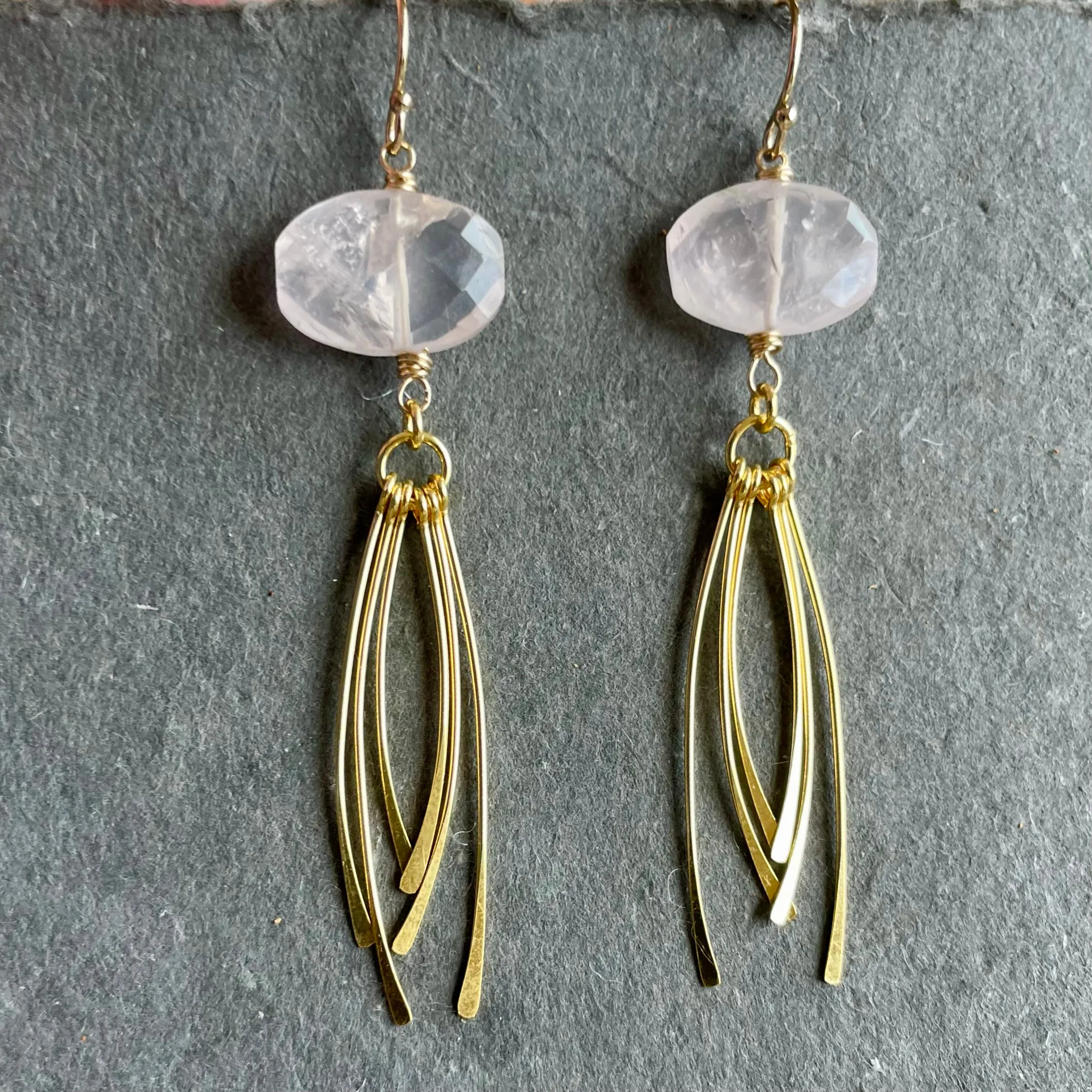 Rose Quartz Tassel Earrings