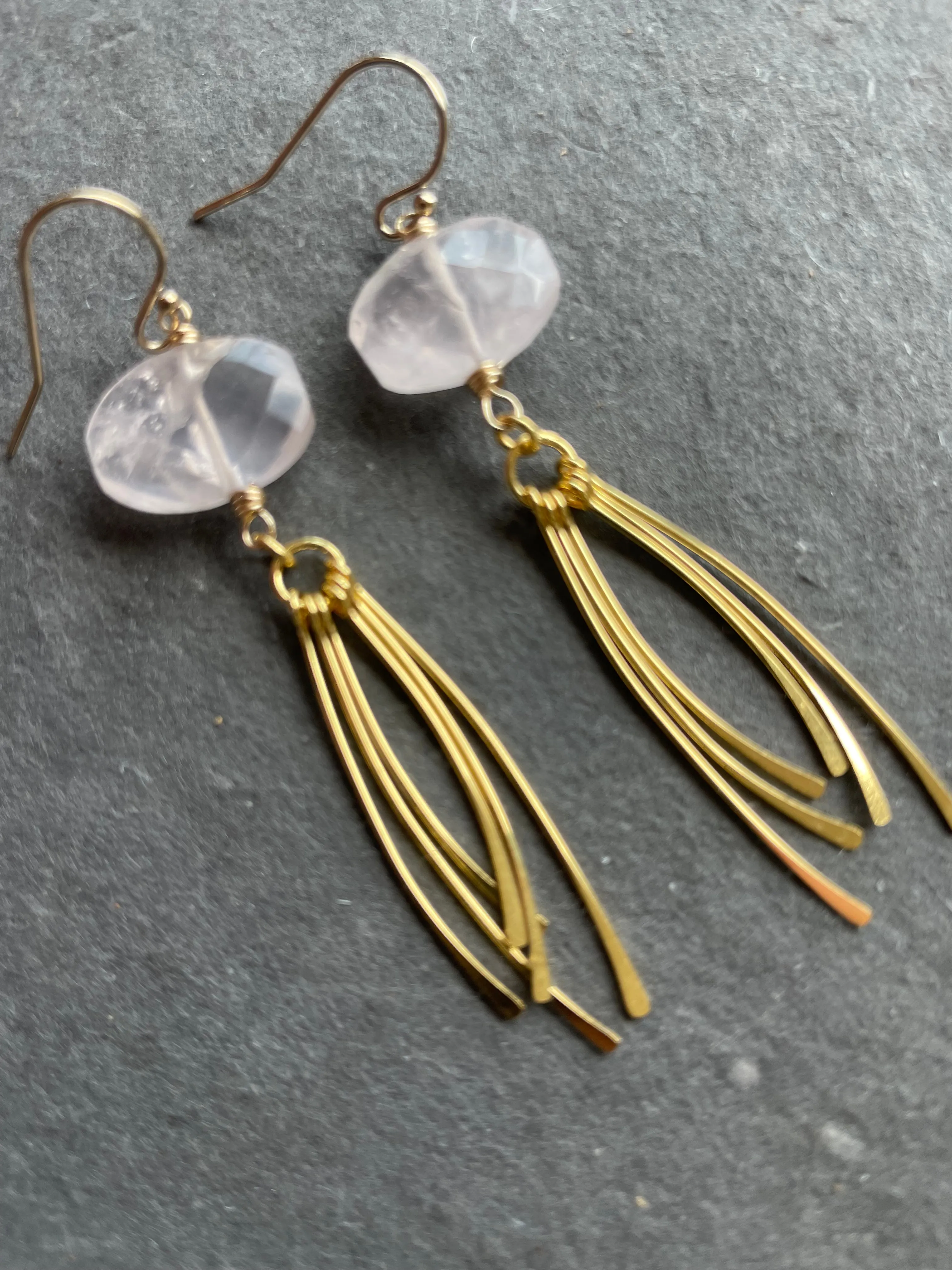 Rose Quartz Tassel Earrings