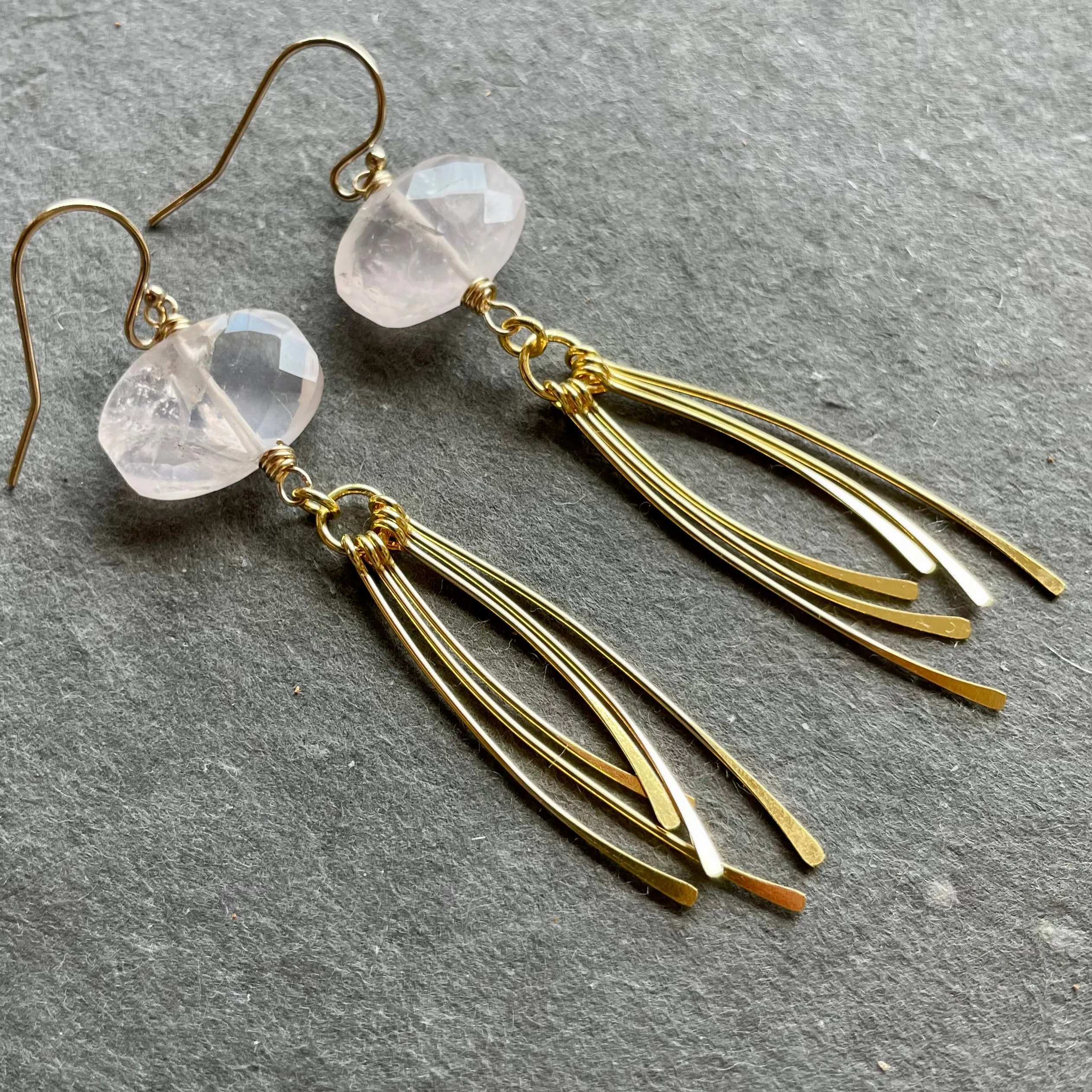 Rose Quartz Tassel Earrings