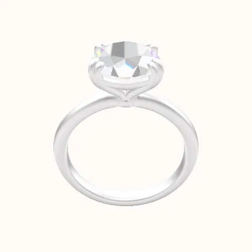 Rounded Solitaire Engagement Ring With Double Prongs Head