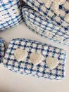 Royal Blue Plaid Medium - White Hearts