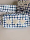 Royal Blue Plaid Medium - White Hearts