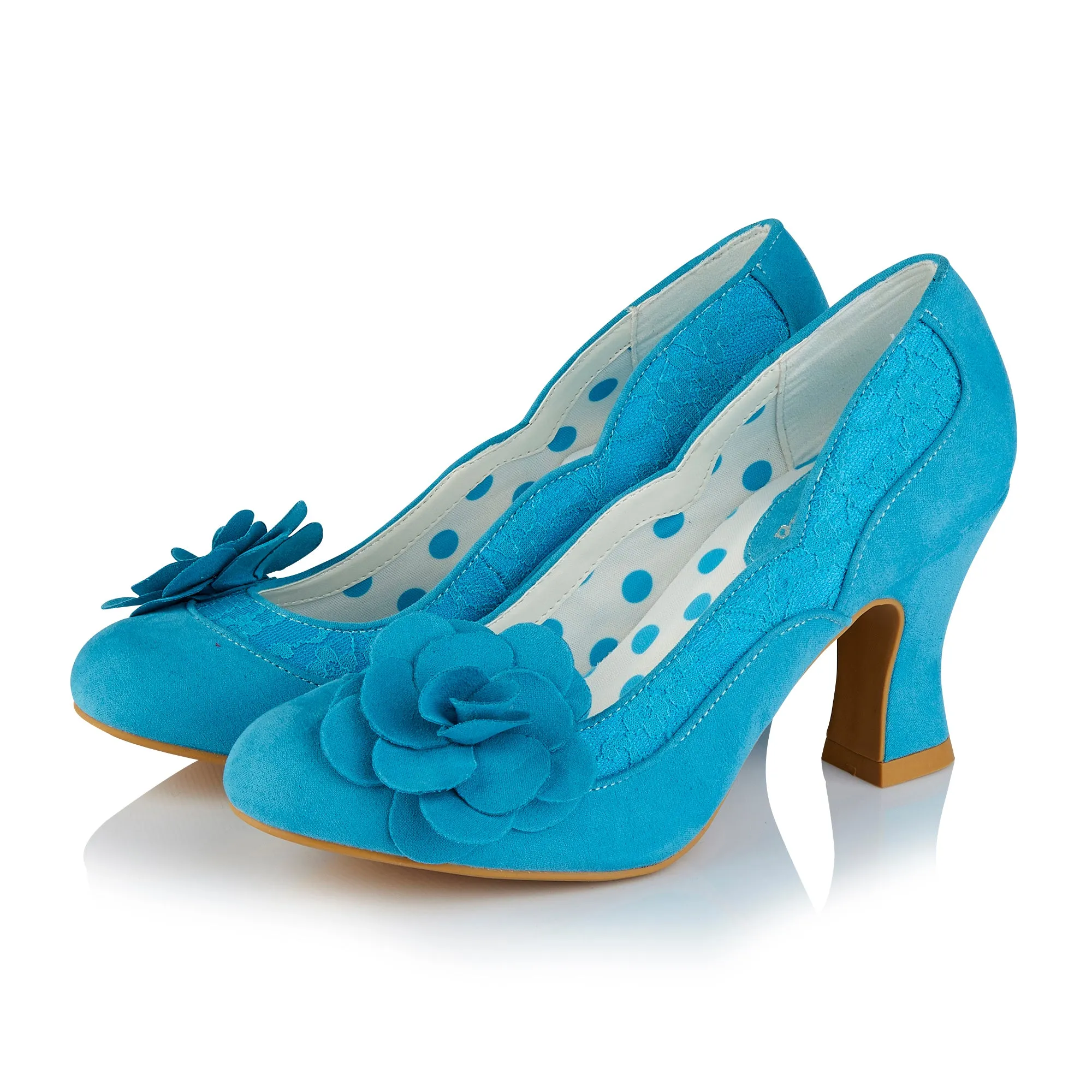 Ruby Shoo Chrissie Turquoise Heeled Corsage Court Shoes