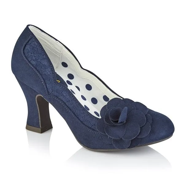 Ruby Shoo Navy Blue Heeled Corsage Court Shoes