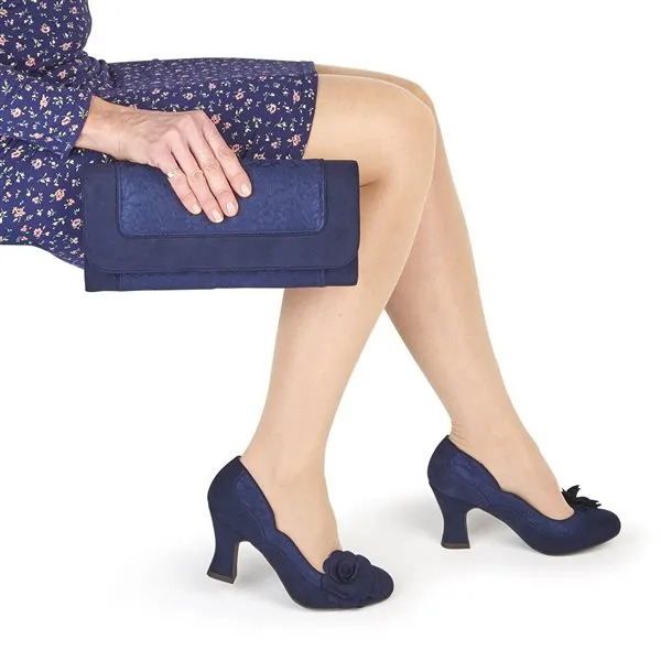 Ruby Shoo Navy Blue Heeled Corsage Court Shoes