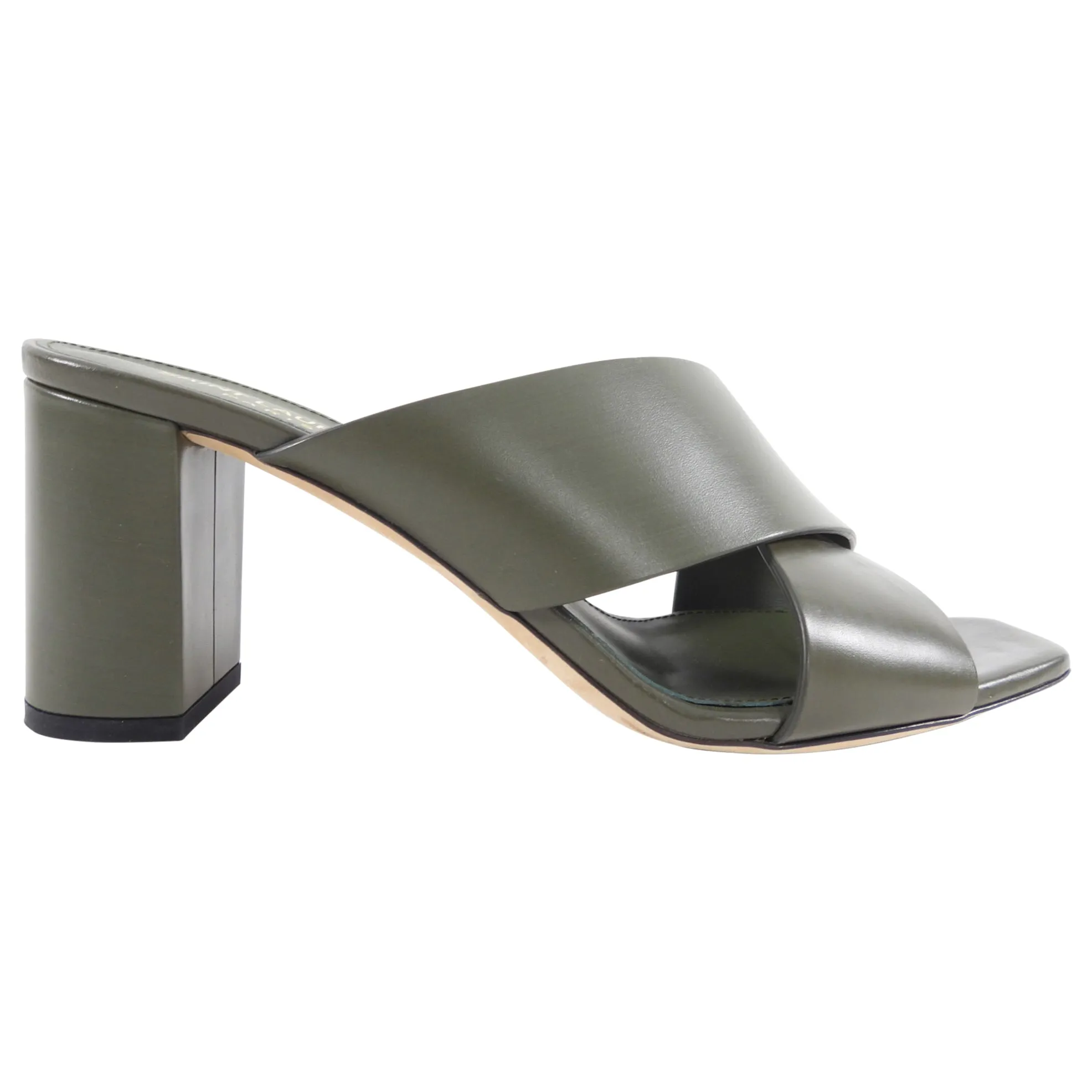 Saint Laurent Olive Green Criss Cross Sandals - 39 / 8.5