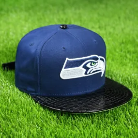 Seattle Seahawks Crocodile Brim Neon Green Bottom 9Fifty Strapback | Navy/Black