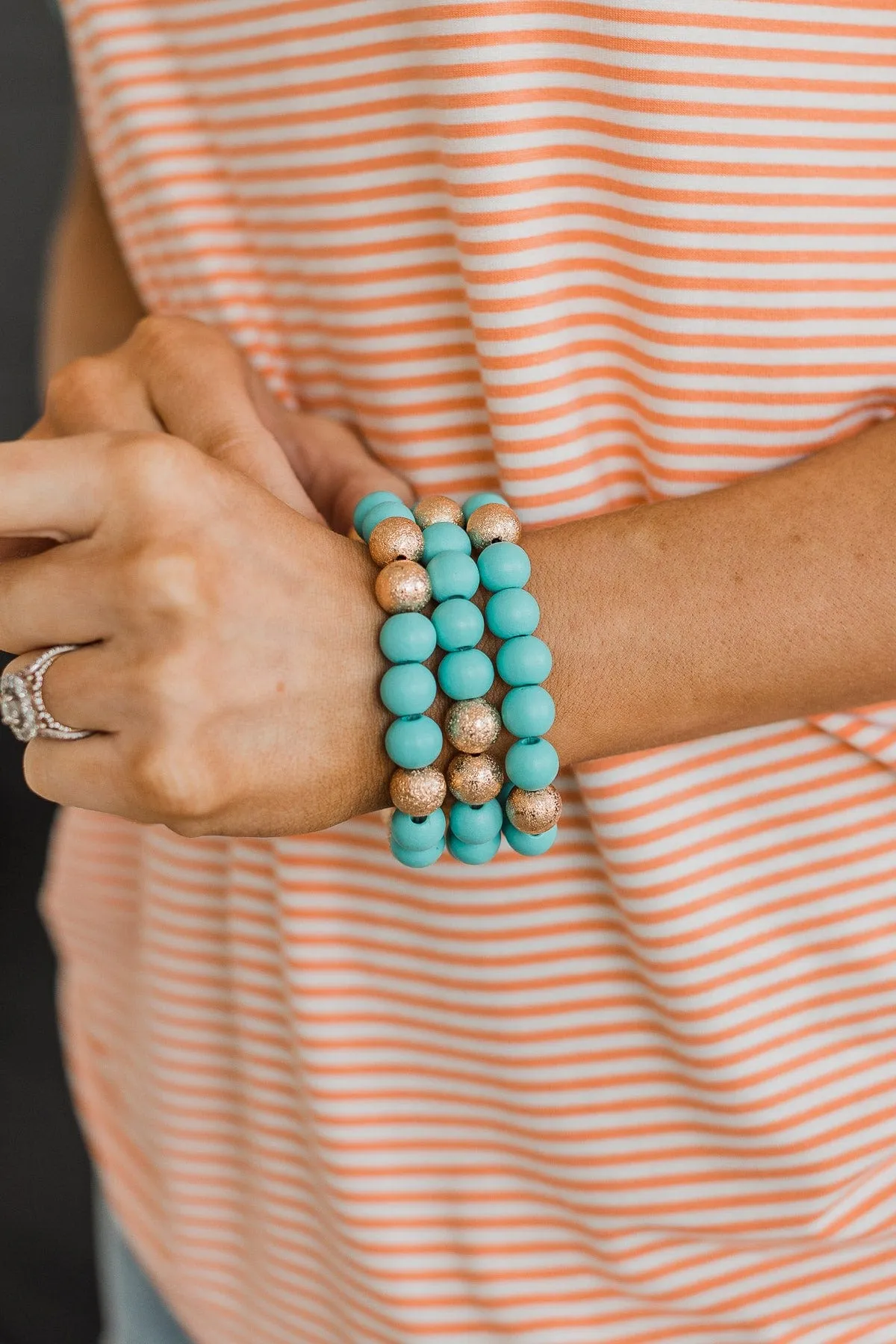 Set The Stage Bracelet Set- Turquoise