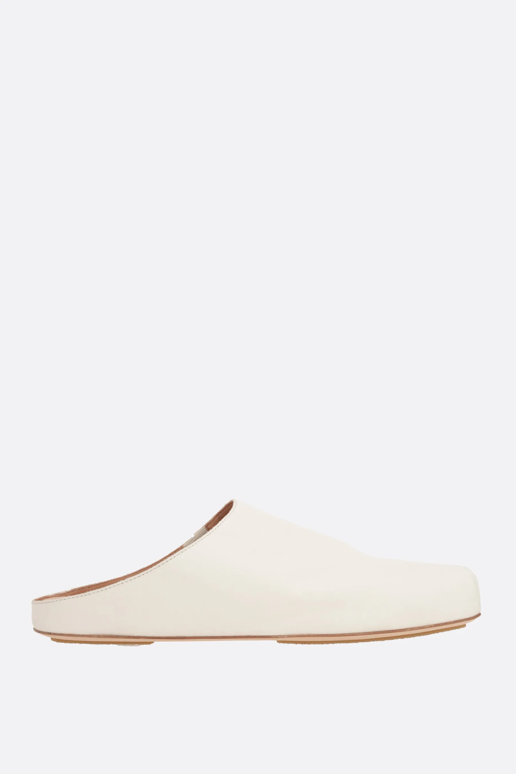 smooth leather flat mules