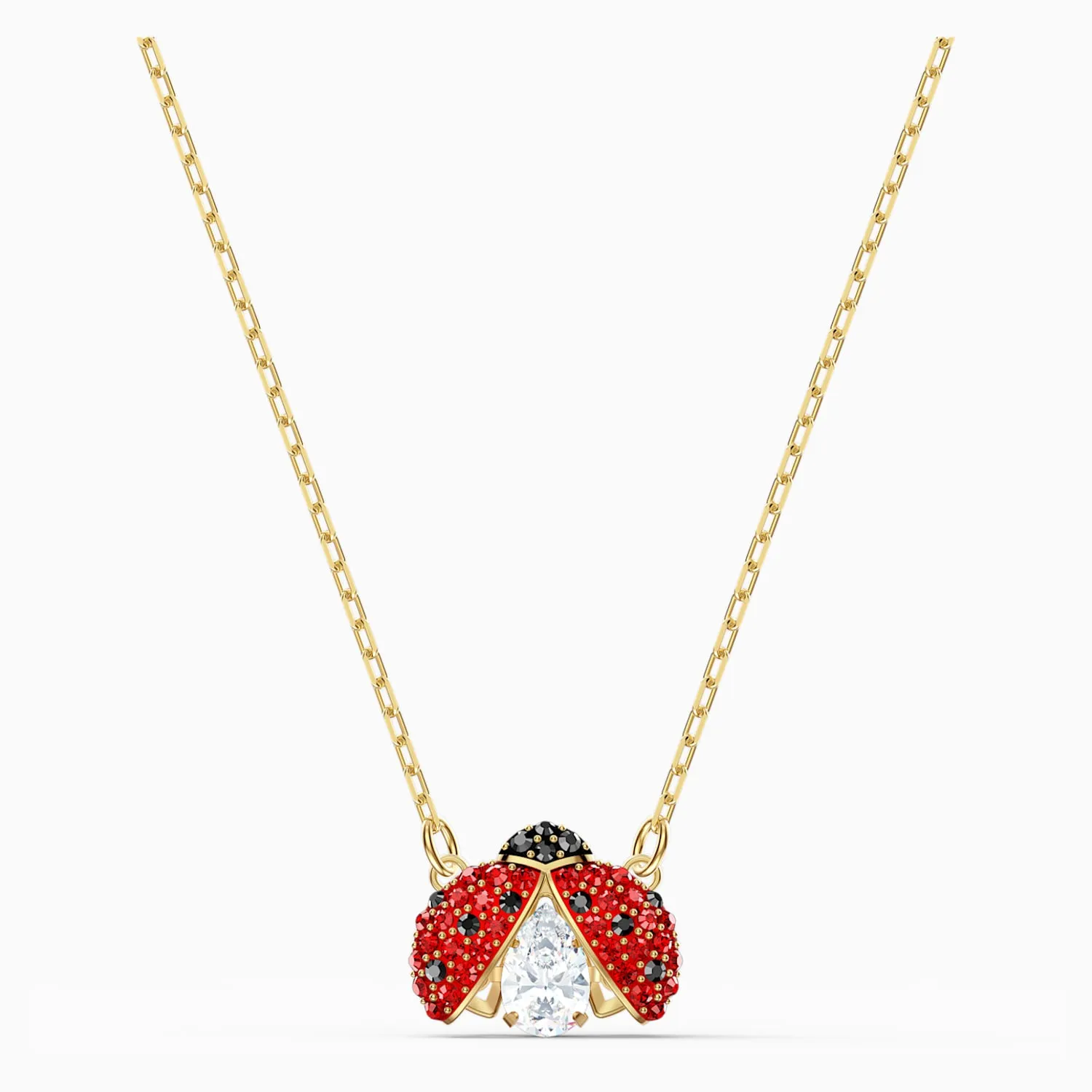 Swarovski SPARKLING DANCE LADYBUG NECKLACE, Red, Gold Tone -5521787