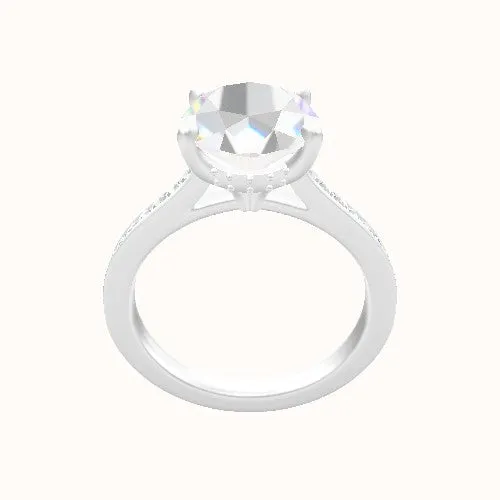 Tapered Channel Set Engagement Ring With Front set gallery Head