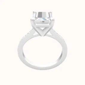 Tapered Channel Set Engagement Ring With High Set Four Prong Head