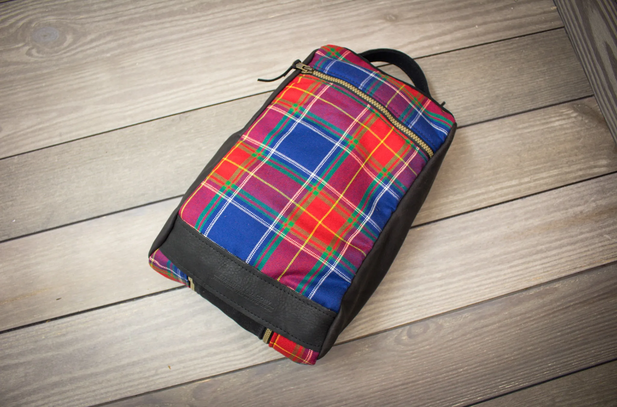 Tartan and Leather Shoe Bag