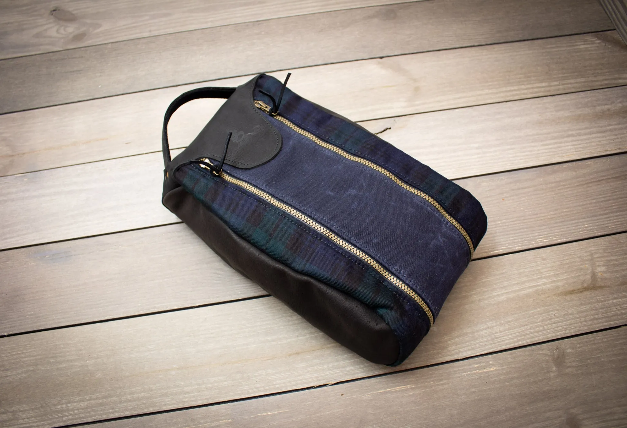 Tartan and Leather Shoe Bag