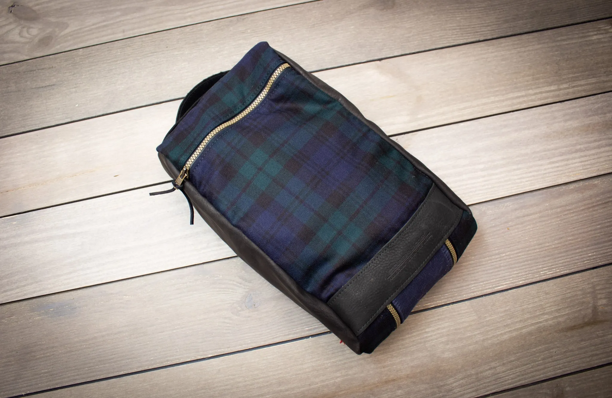 Tartan and Leather Shoe Bag