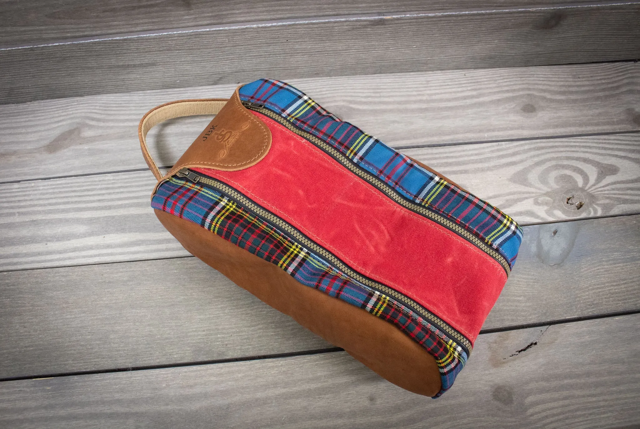 Tartan and Leather Shoe Bag