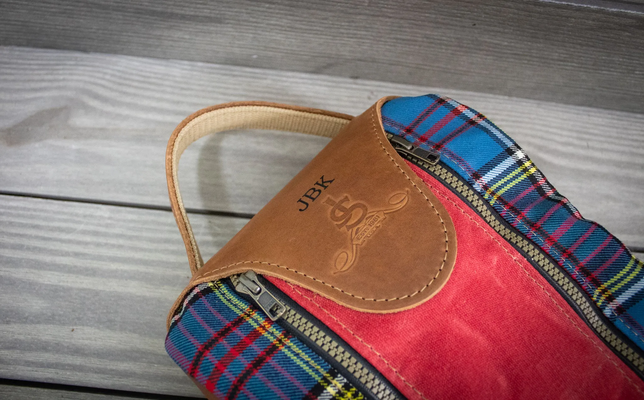 Tartan and Leather Shoe Bag