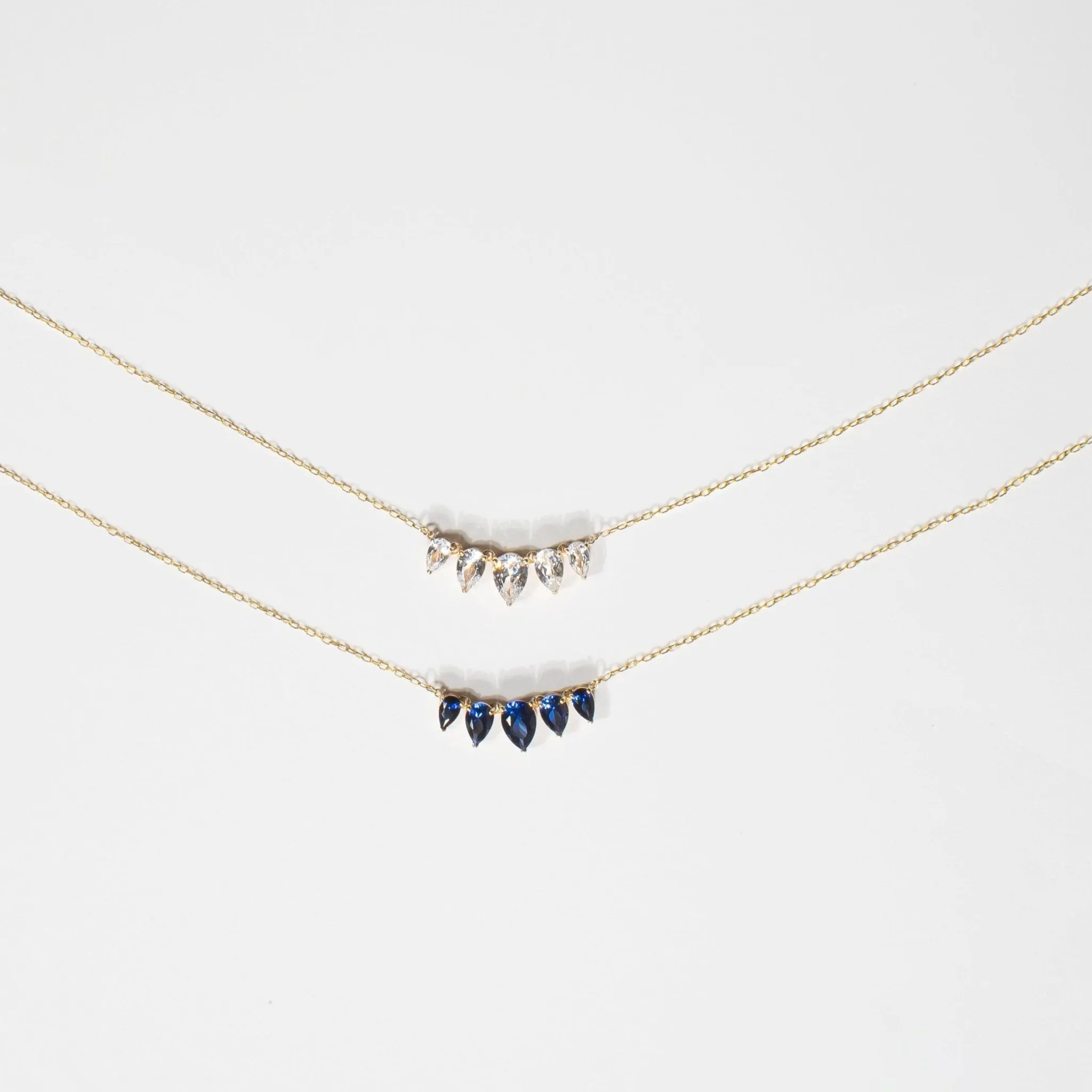 Teardrop Shaped Blue Sapphire Necklace