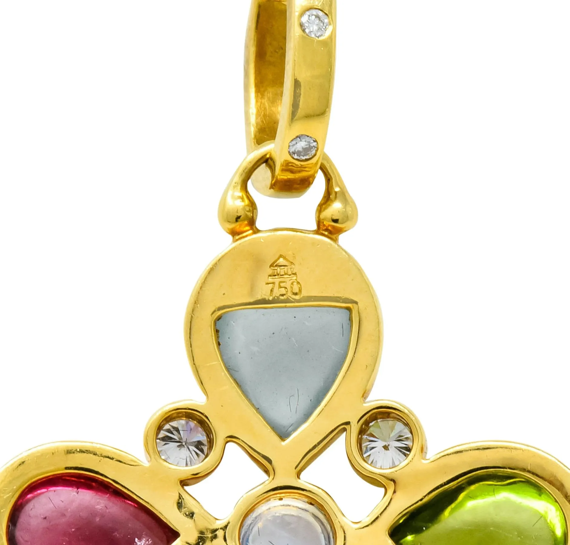 Temple St. Clair Contemporary Multi-Gem Diamond 18 Karat Gold Floral Pendant Necklace