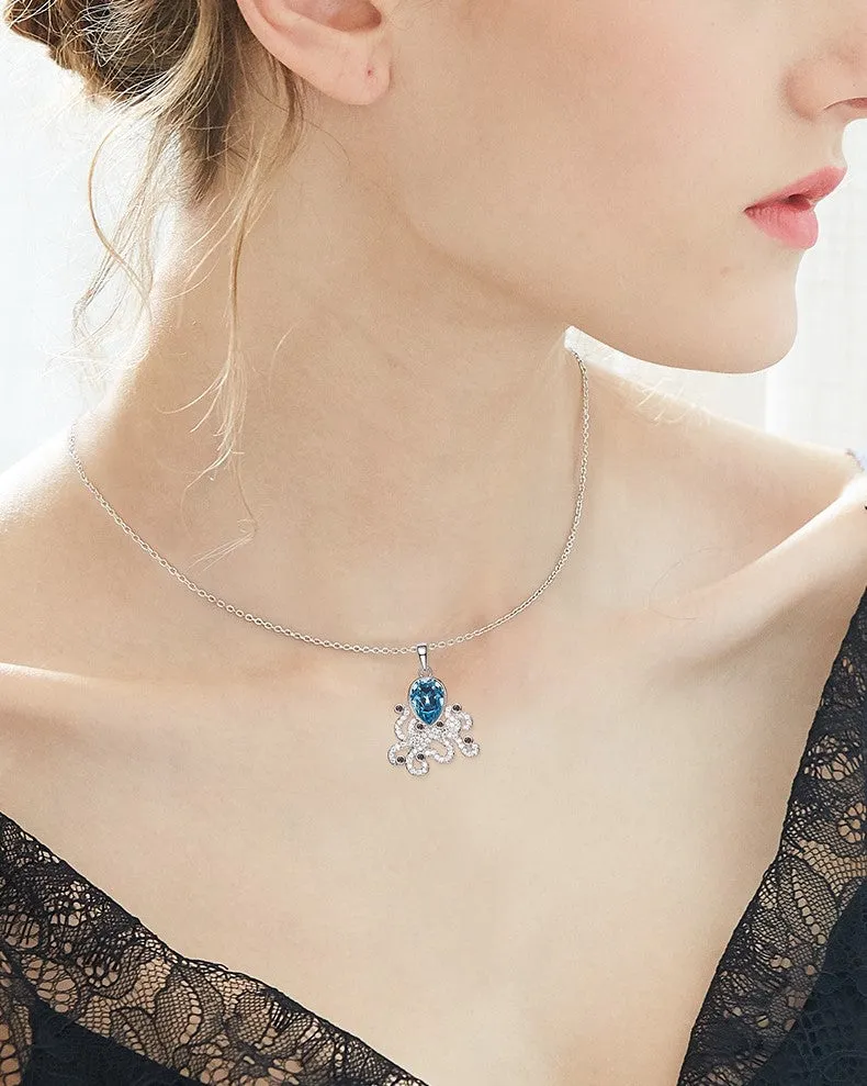 The blue topaz octopus necklace