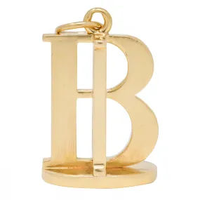 Tiffany & Co. 14 Karat Yellow Gold B Initial Vintage Retro Fob Pendant Charm