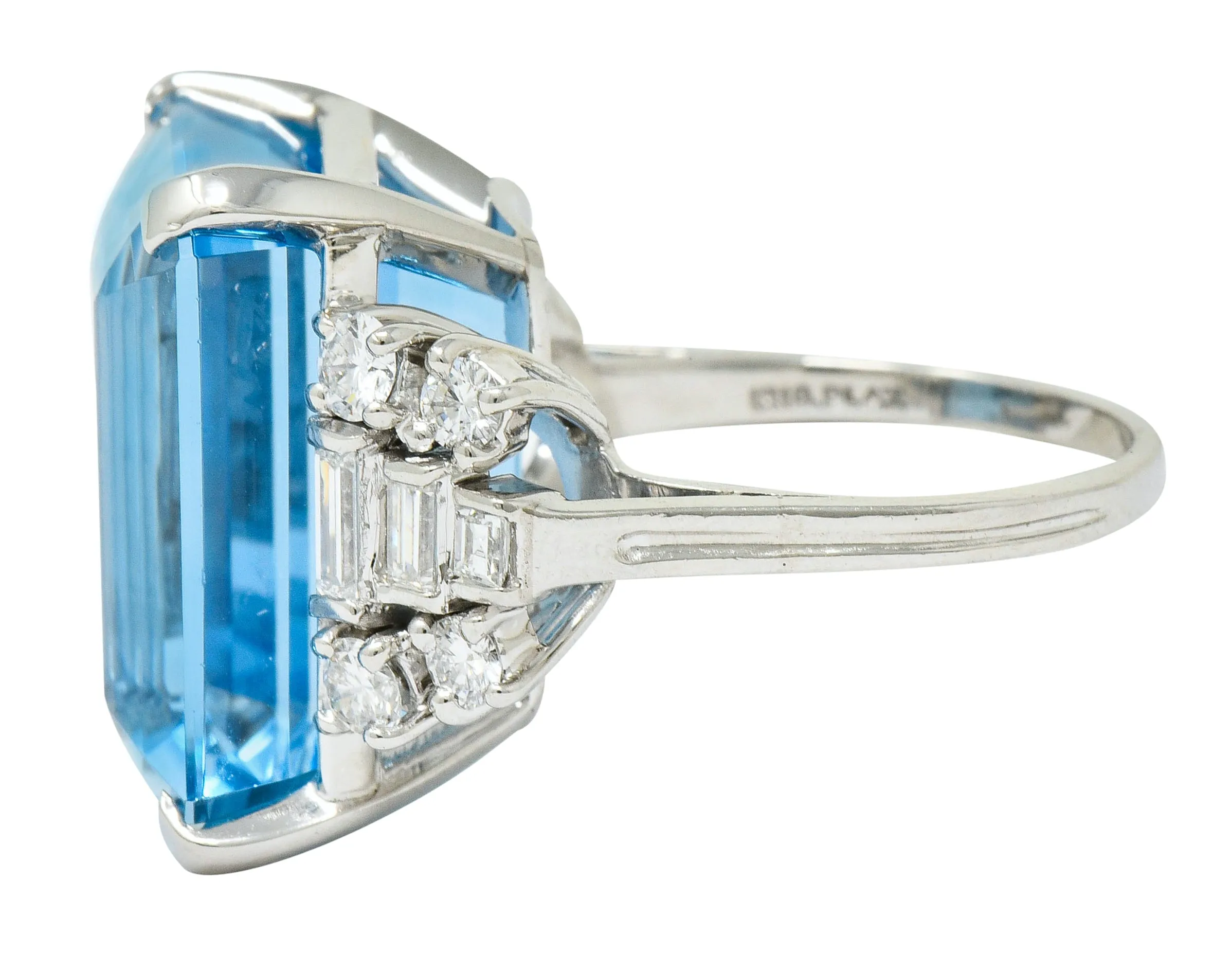 Tiffany & Co. Retro 29.30 CTW Aquamarine Diamond Platinum Statement Ring