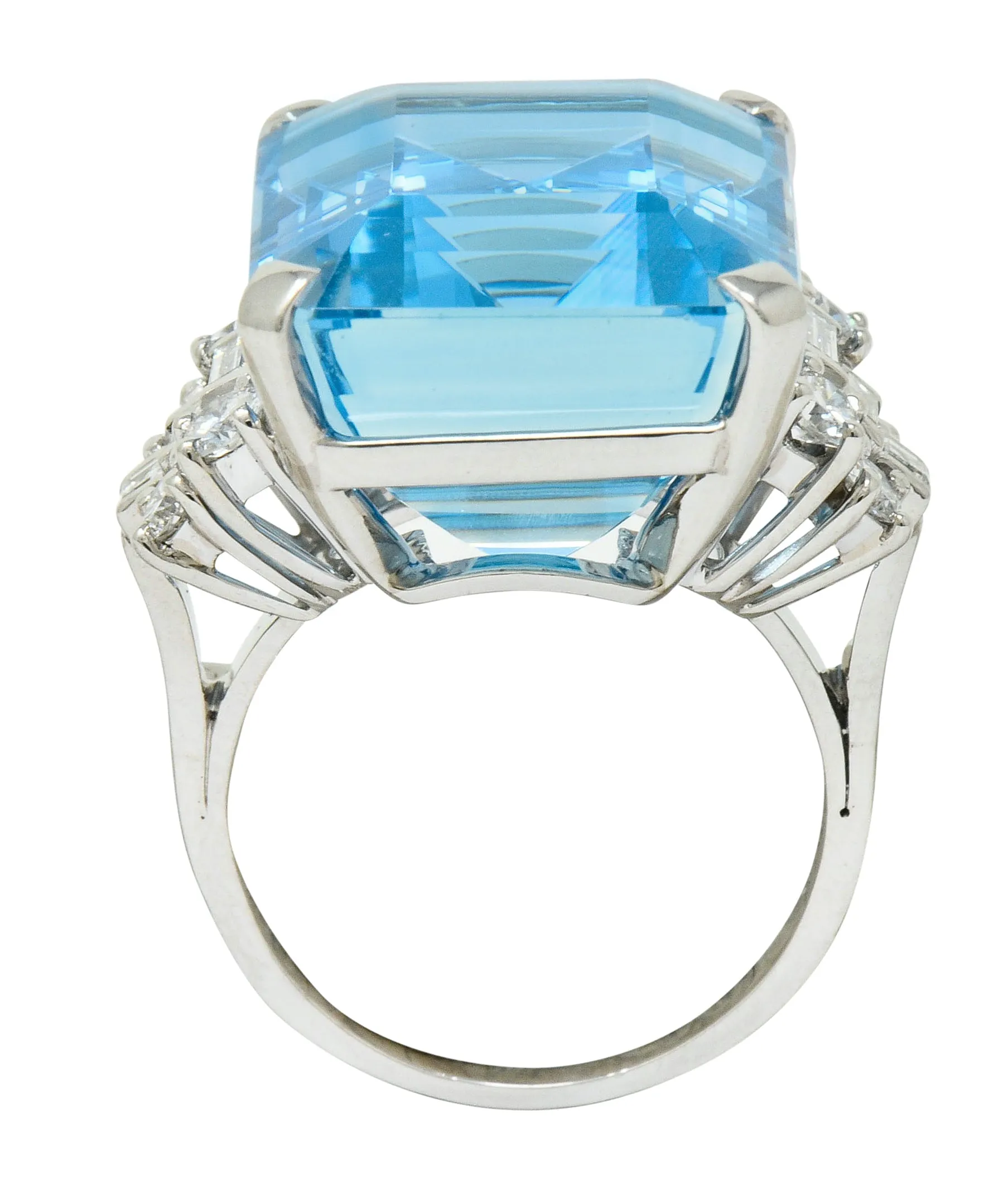 Tiffany & Co. Retro 29.30 CTW Aquamarine Diamond Platinum Statement Ring