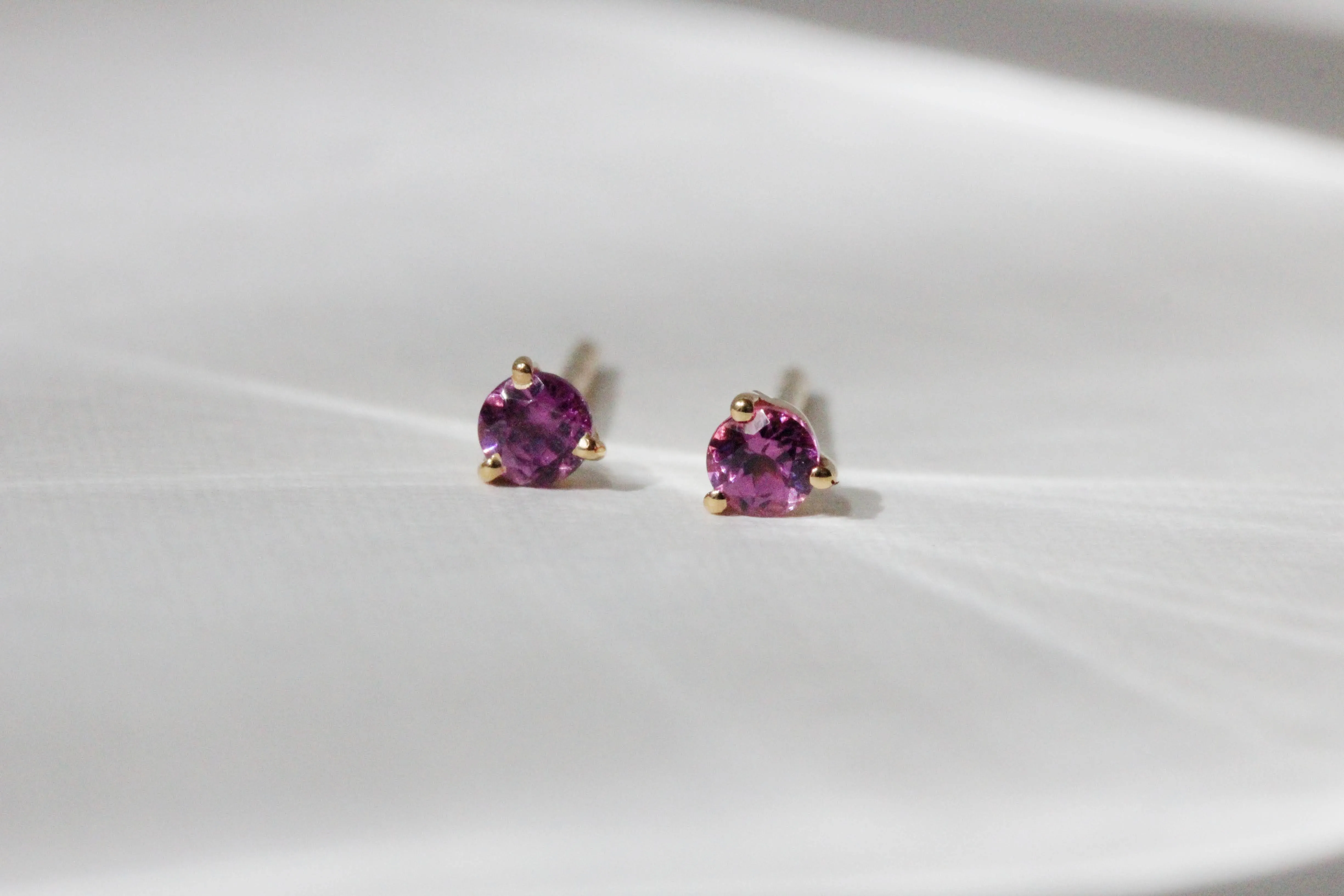 Tiny Pink Garnet Studs