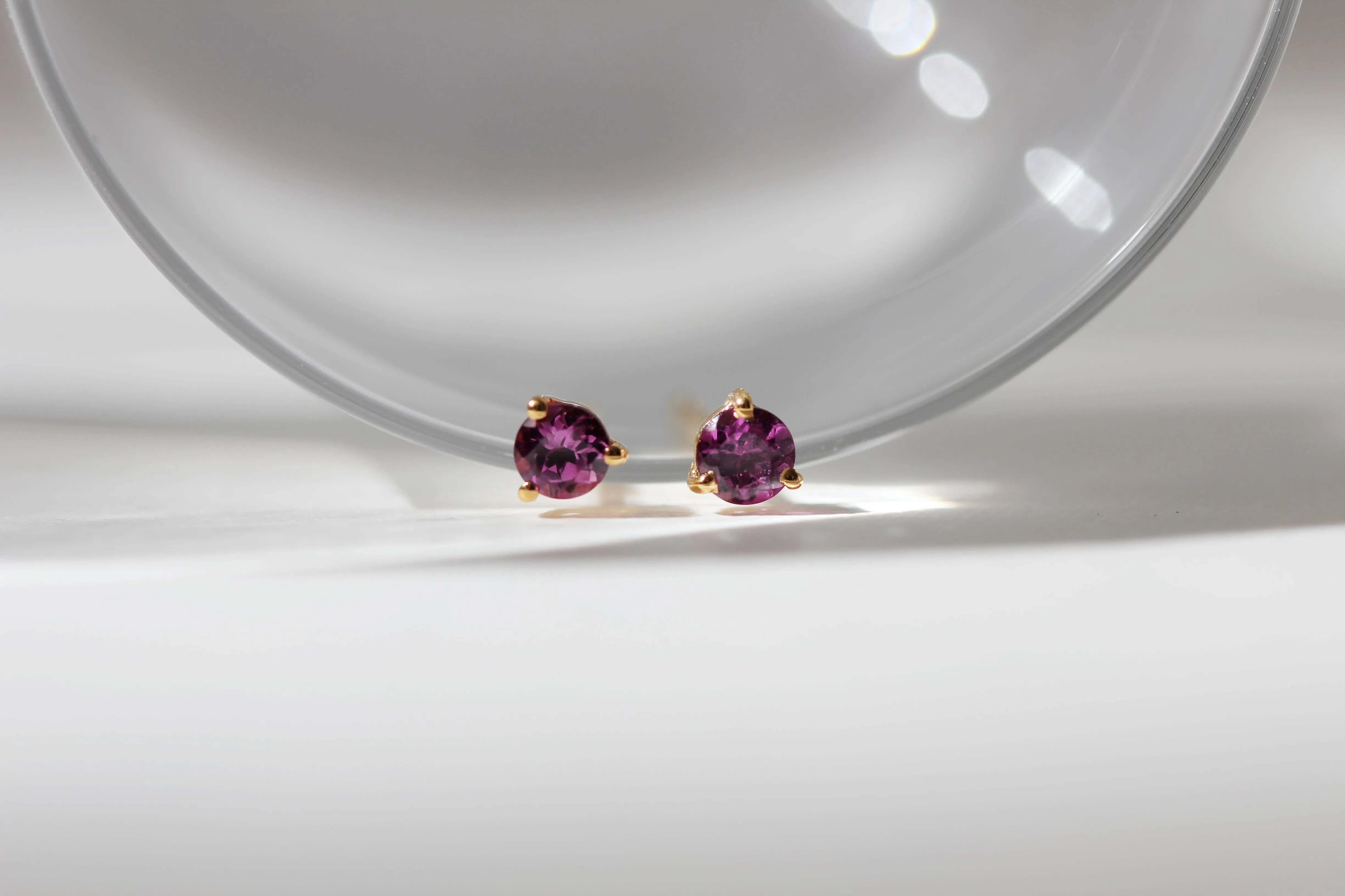 Tiny Pink Garnet Studs