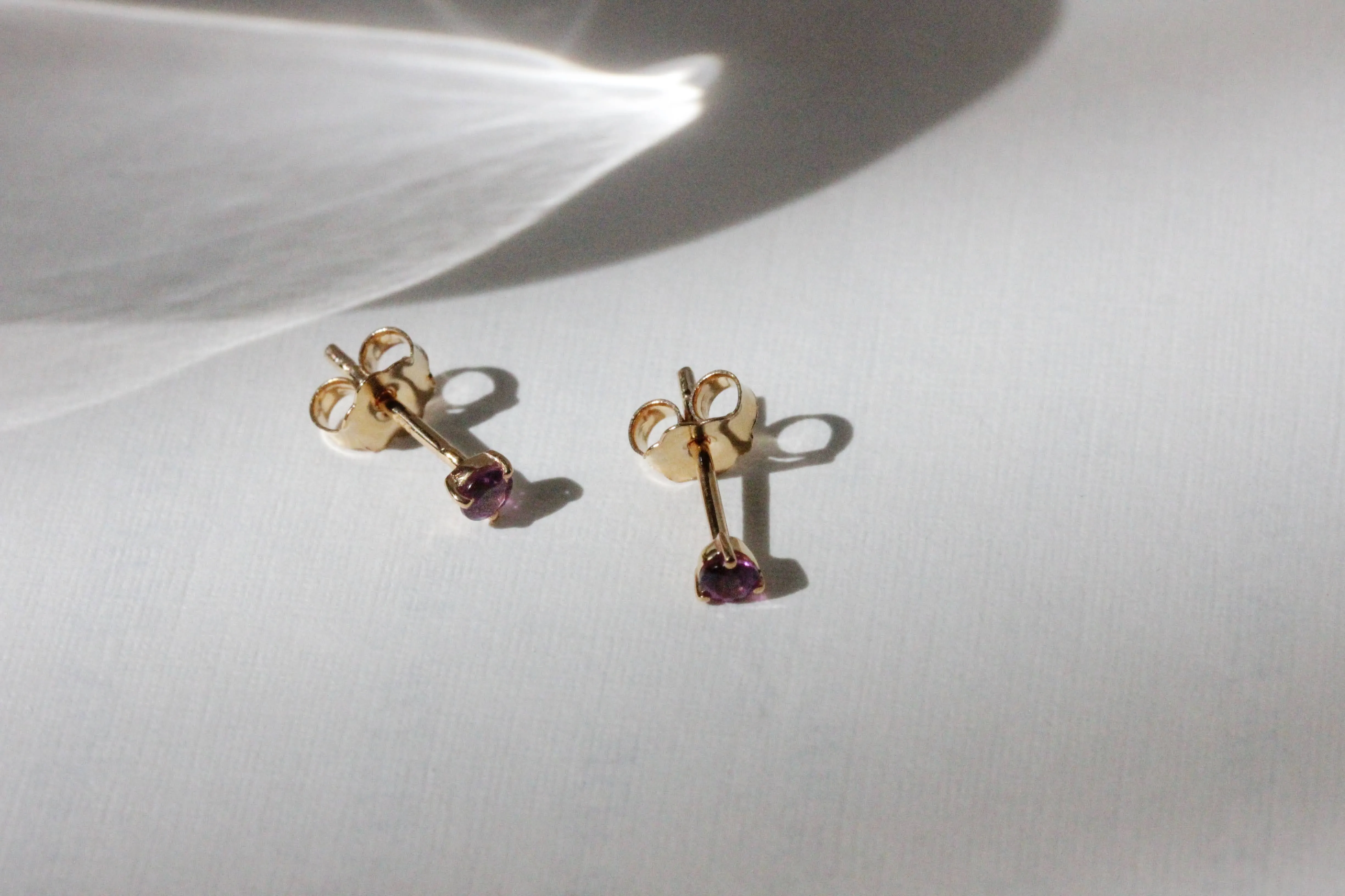 Tiny Pink Garnet Studs