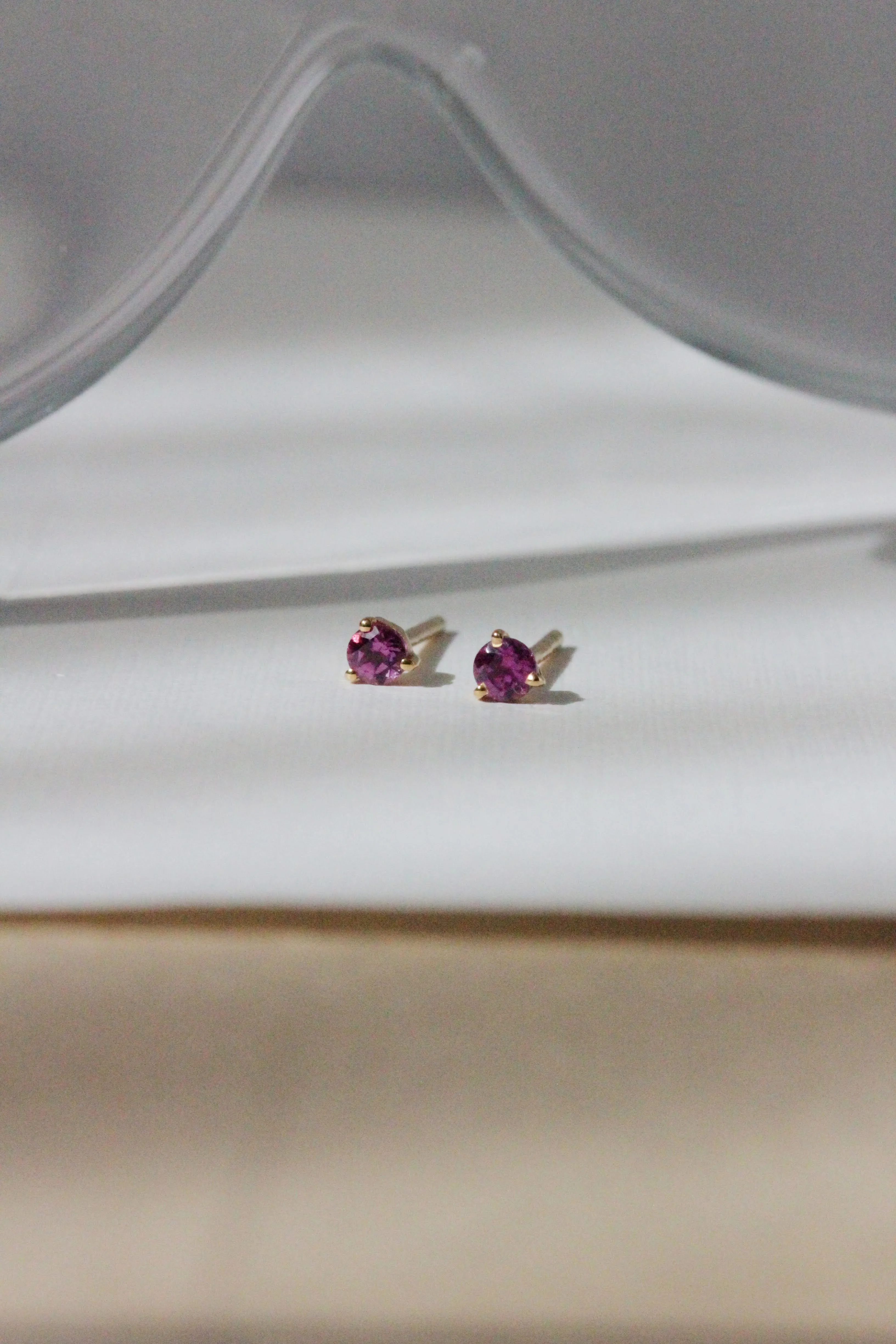 Tiny Pink Garnet Studs