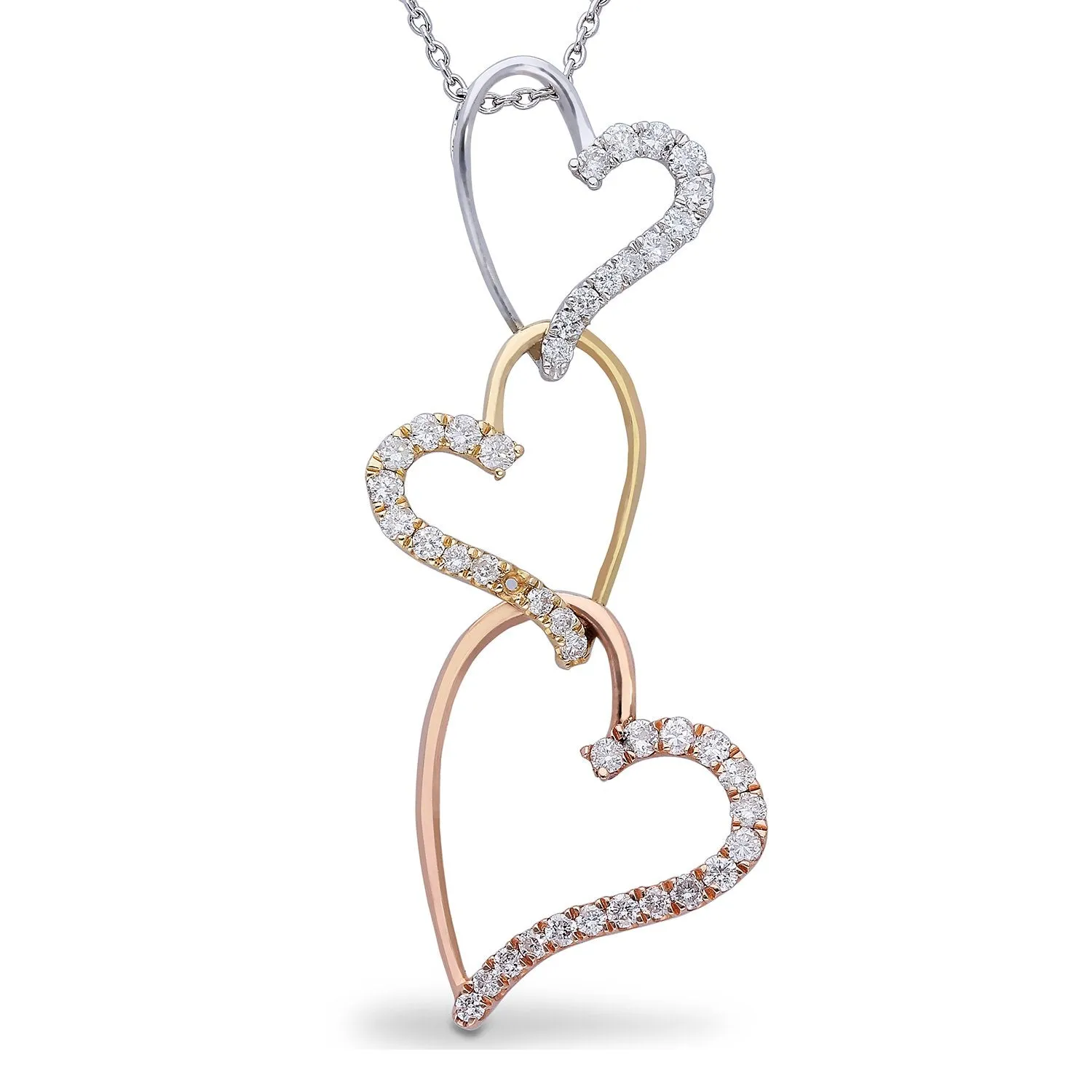 Tri-Tone Gold Diamond Eternal Heart Pendant