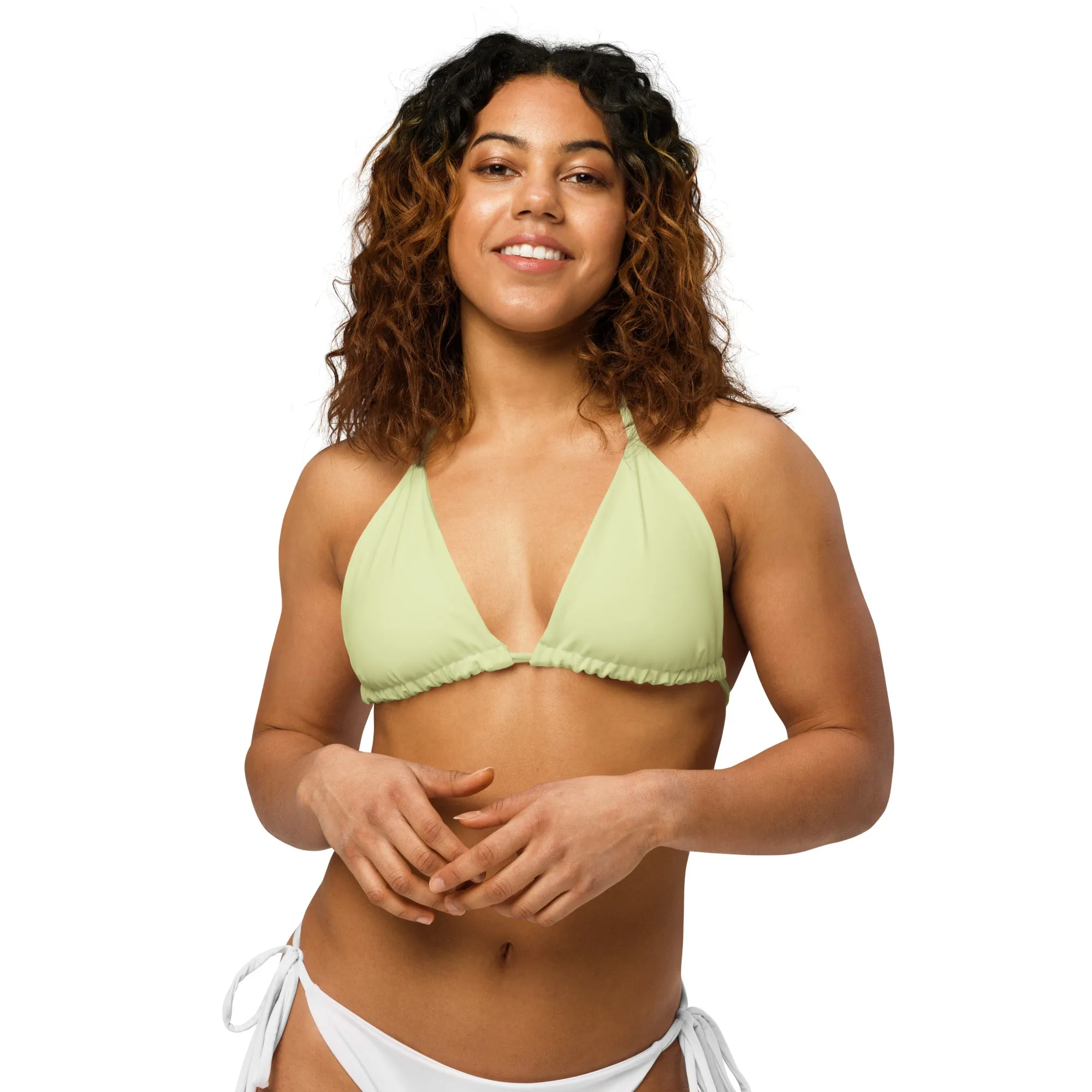 TRIANGLE STRING BIKINI TOP ECO - PASTEL LIME